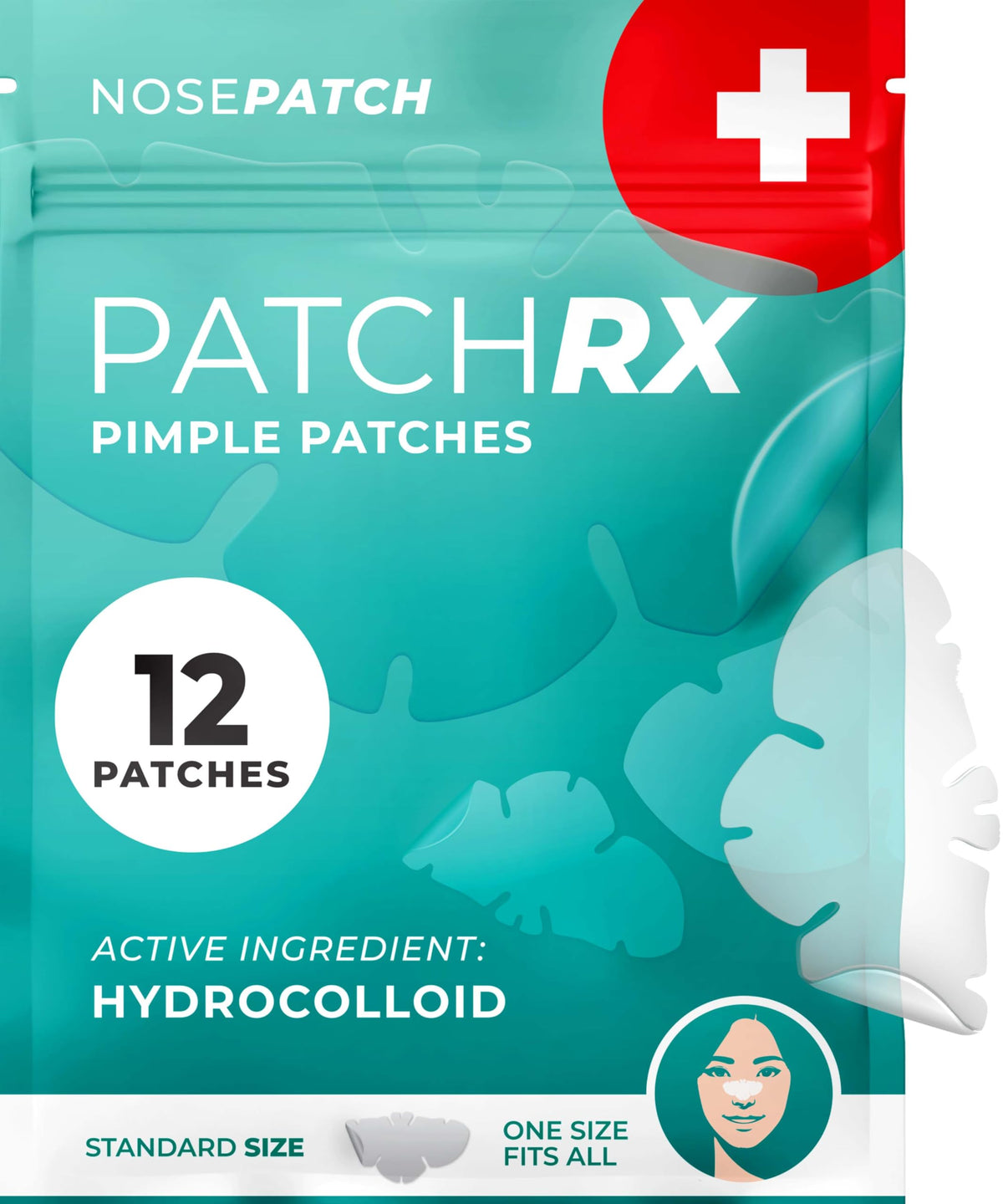 PatchRx Pimple Patches for Nose (12 Pack), Cover Nose Pimples Overnight - Hydrocolloid Acne Patches - Pimple Patch Hydrocolloid 