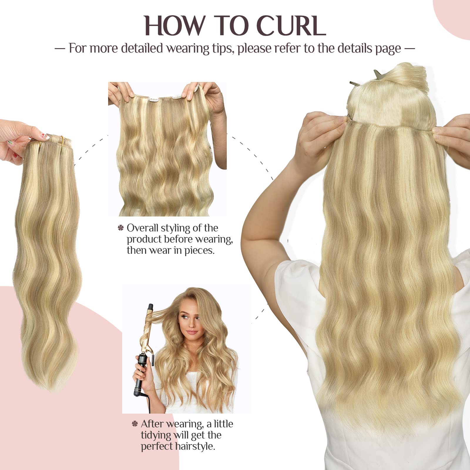 Clip In Hair Extensions Real Human Hair, 7Pcs 110G Light Blonde Highlighted Golden Blonde 20 Inch, Maxita Seamless Hair Extensio