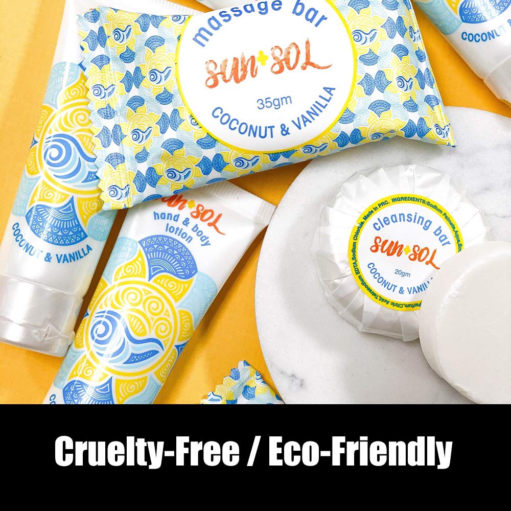 World Amenities Sun + Sol Bulk Hydrating Conditioner With Warm Coconut & Vanilla Fragrances, Travel Size Toiletries, Mini Hotel