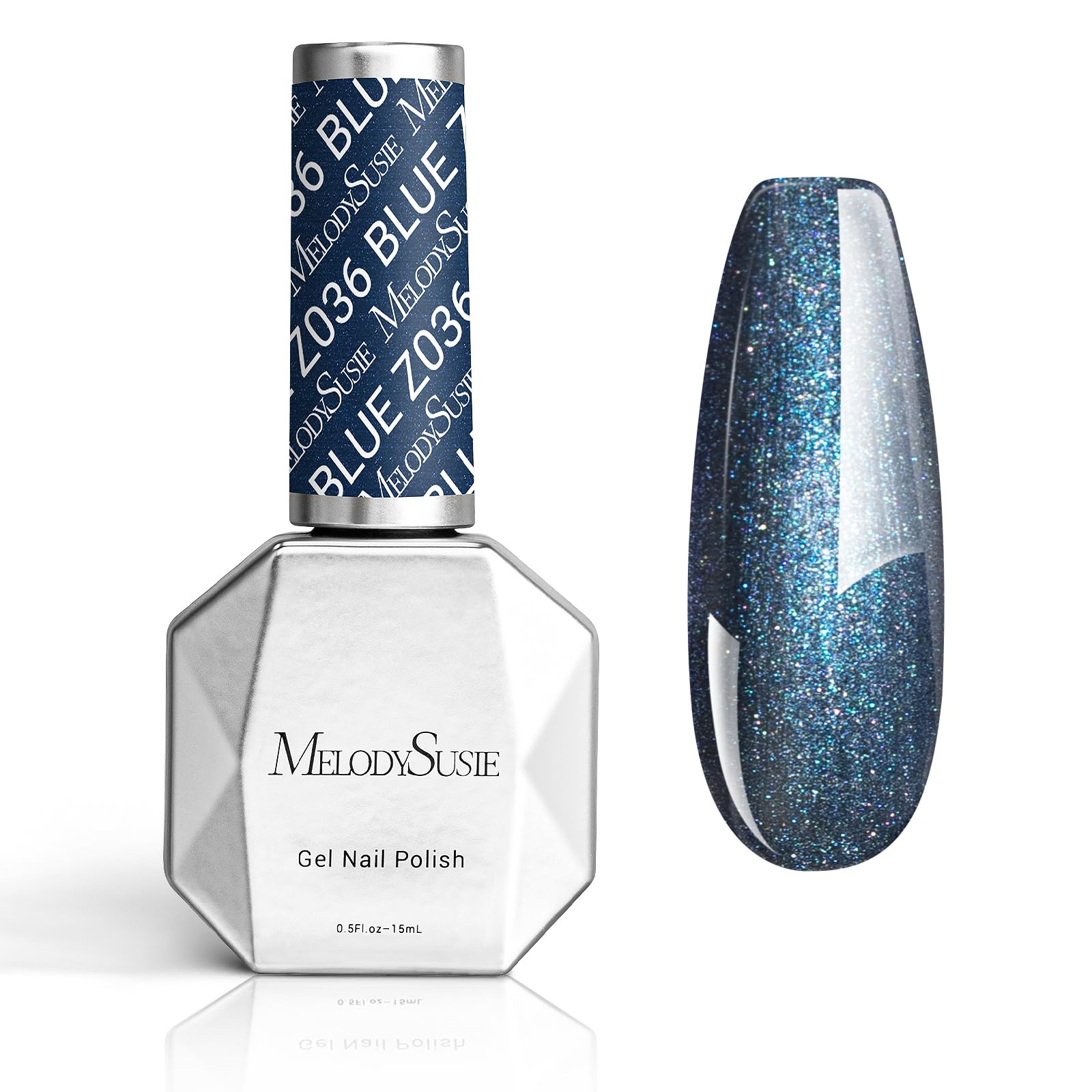 MelodySusie Thick Gel Nail Polish,15ML Dark Blue Fine Glitter Soak Off UV LED Sparkle Gel Polish Gift for Women Nail Art Manicur