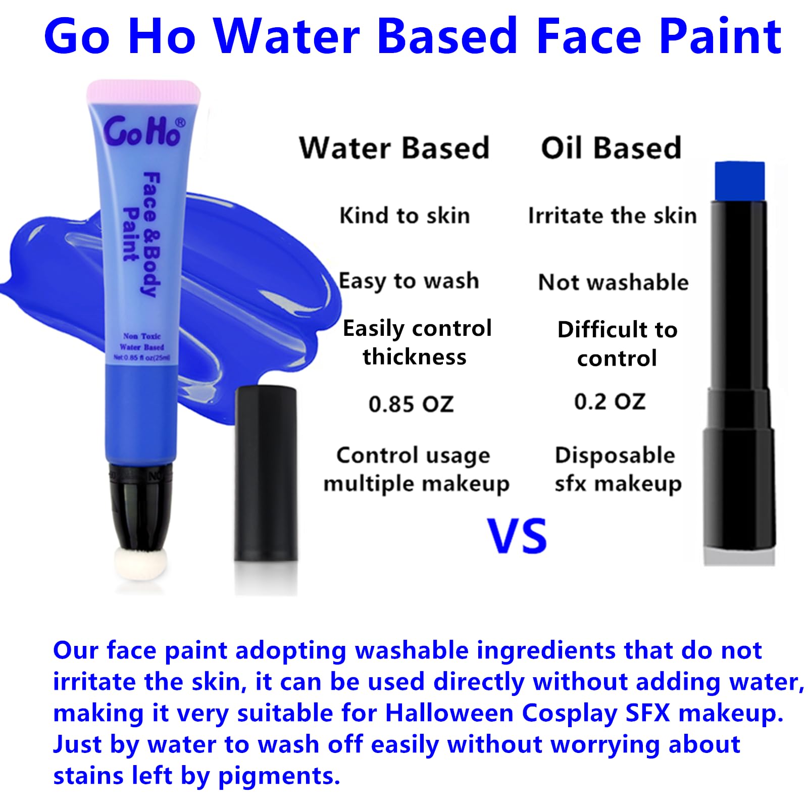 Go Ho Red Black And Royal Blue Face Paint,Cream Water Based Washable Body Paint 4Th Of July Outfits For Women,Hypoallergenic Hal
