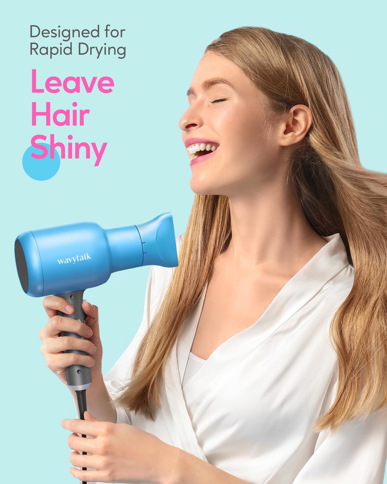 Wavytalk Professional Hair Dryer Blow Dryer With Diffuser And Concentrator For Curly Hair 1875W Ionic Salon Hair Dryer With Cera
