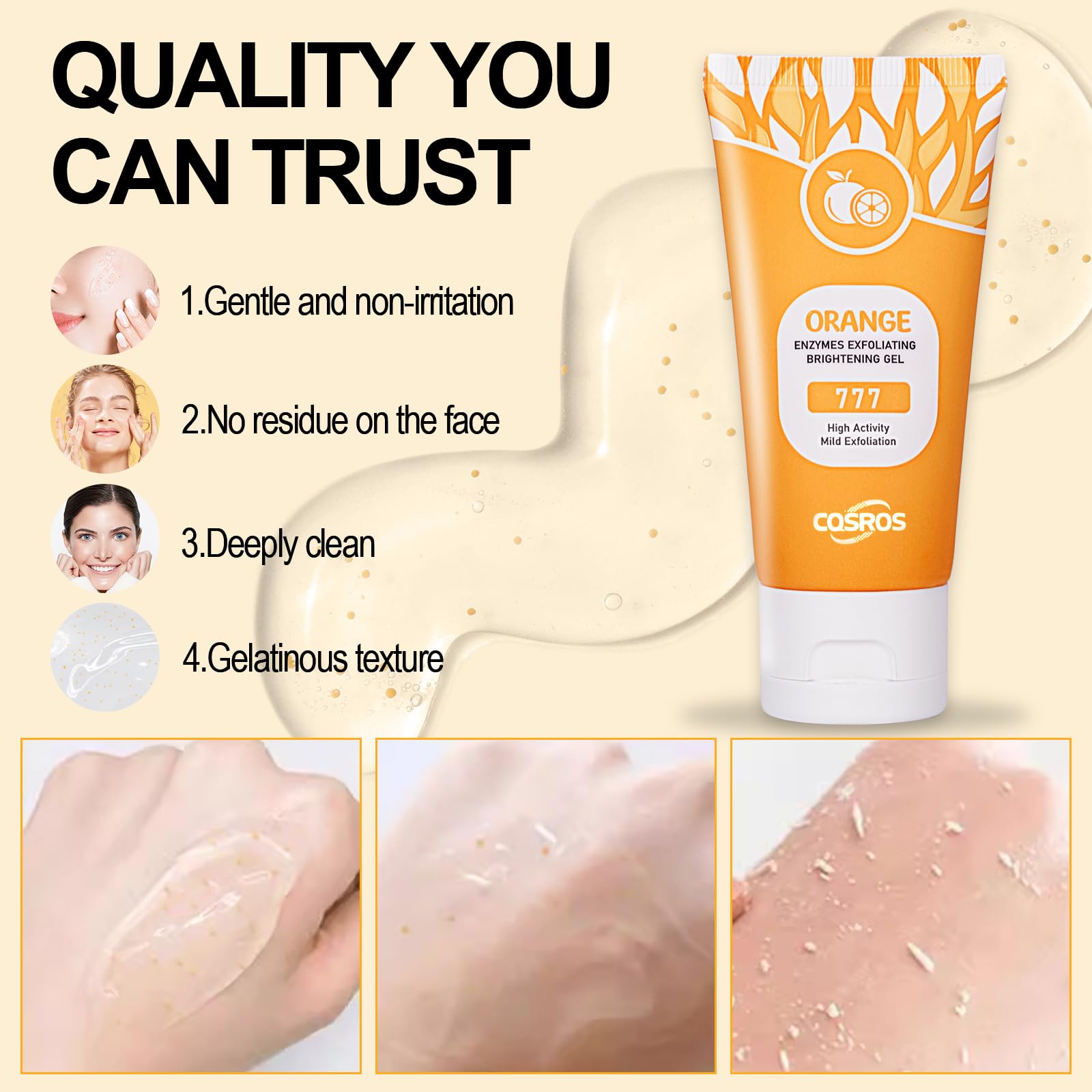 BROUYOUE Orange Exfoliating Gel Scrub for Face and Body Skin, Deep Cleansing Moisturizing Skin Orange Peeling Gel, Natural Orang