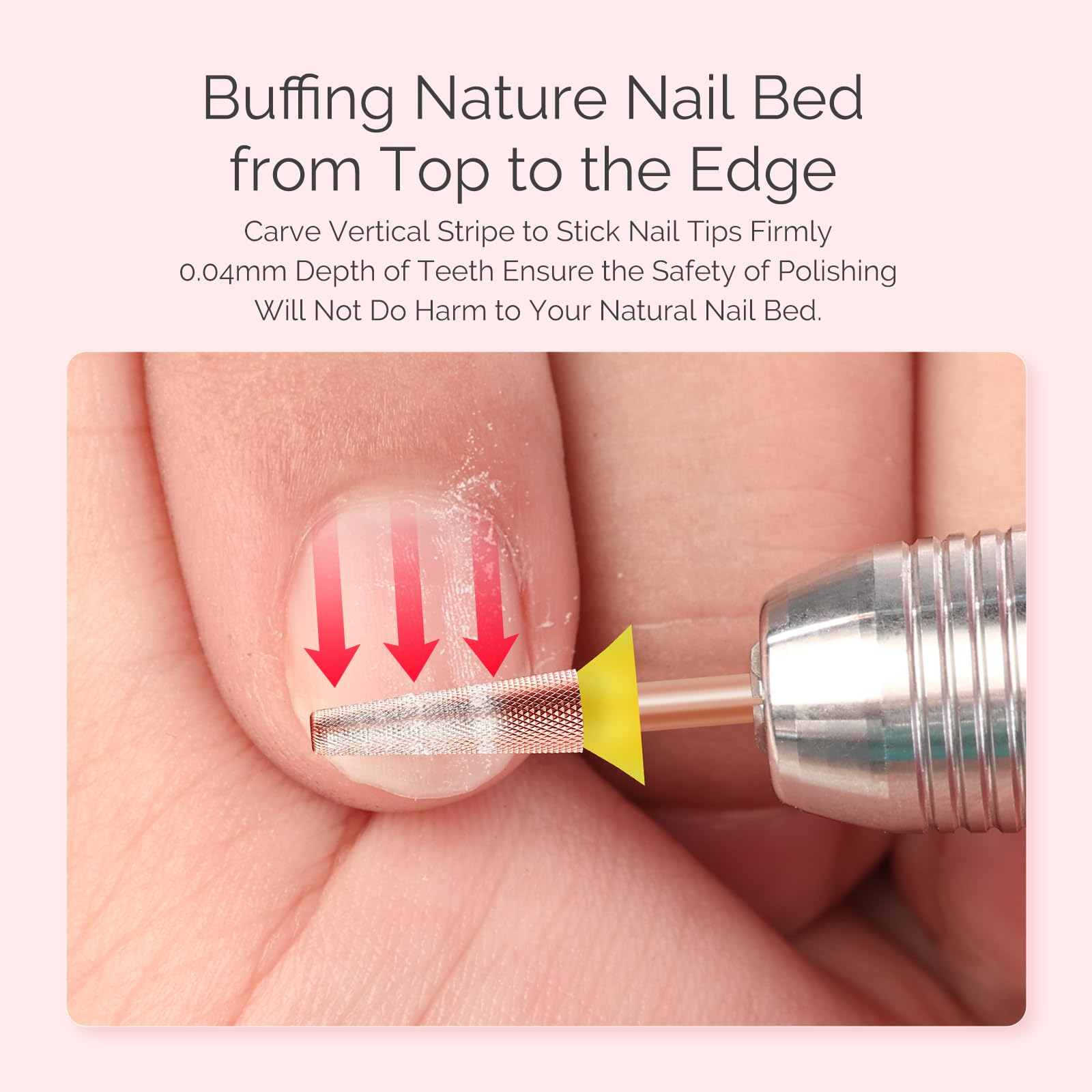Melodysusie Tapered Barrel Nail Buffer Bit, Professional Safety Carbide Nail Bit For Nature Nail Bed File Cuticle Dead Skin Clea