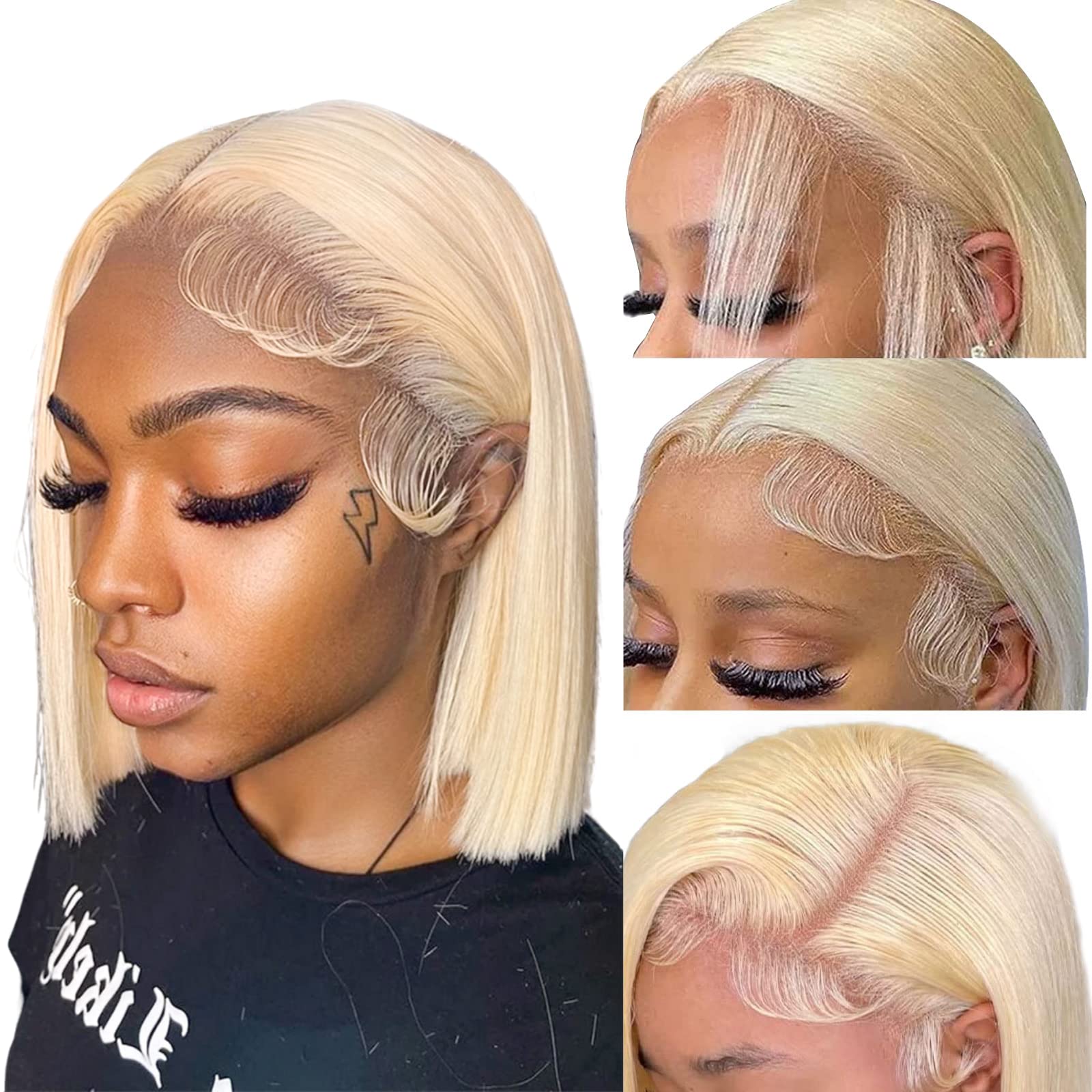SUPERLOOK Blonde Bob Wig Human Hair Straight 613 lace Front Bob Wig Human Hair 13x4 Transparent Lace Front Wig Human Hair Pre Pl