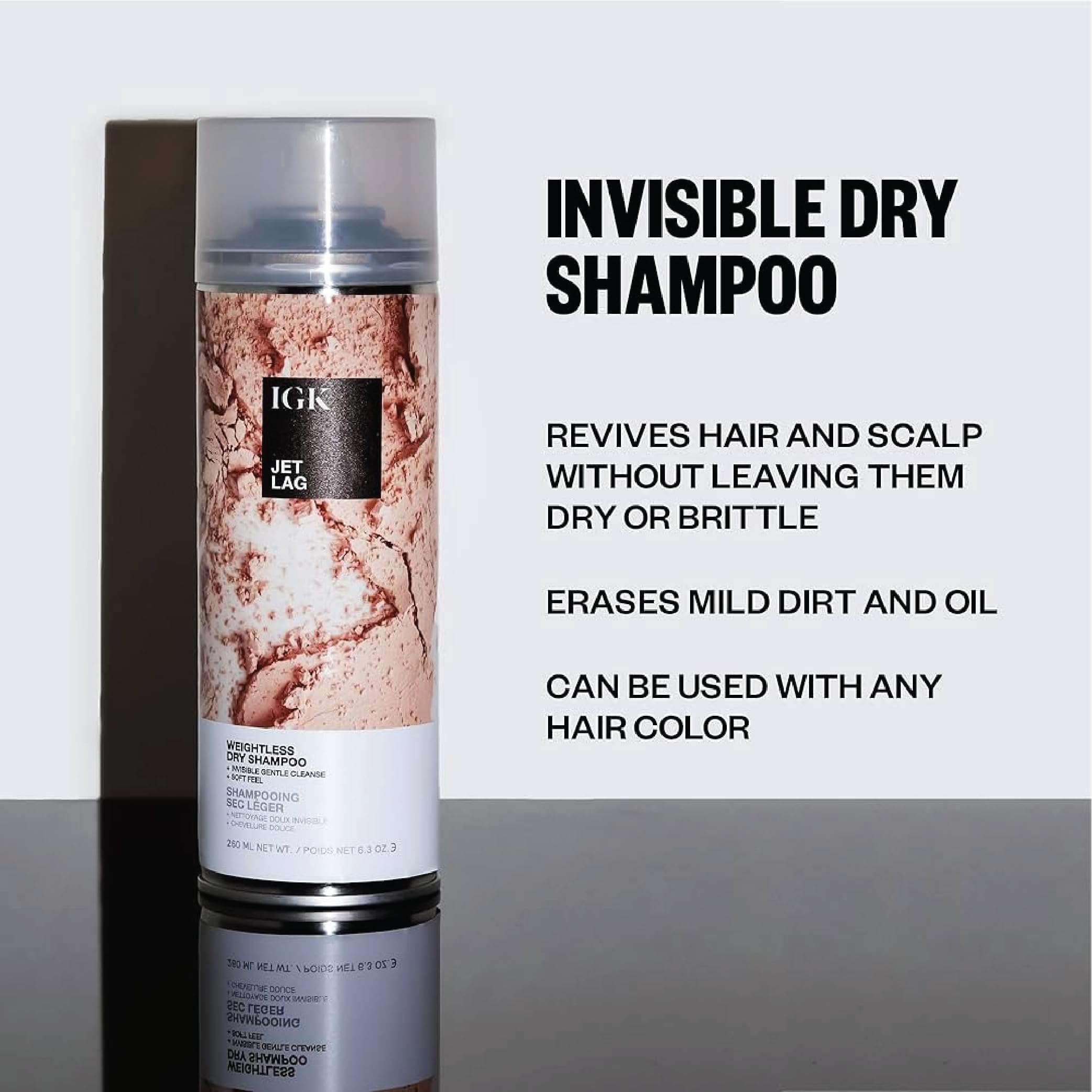 Igk Jet Lag Invisible Dry Shampoo Travel Size | Weightless Buildable Formula+ Finely Milled Volcanic Ash For Lightweight Cleansi