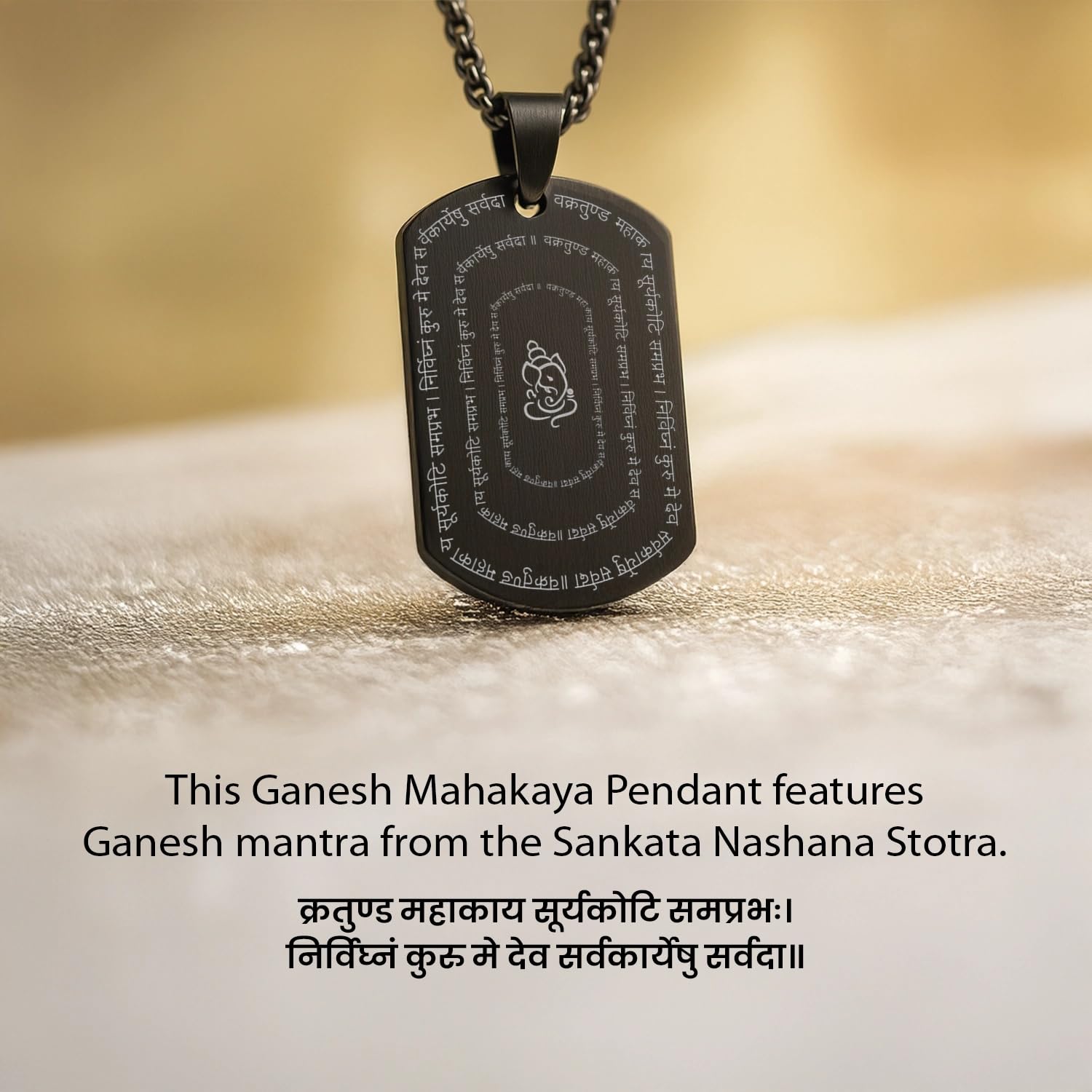 Astrotalk Ganesh Kavach Pendant | Vakratunda Mahakaya Shlok Inscribed | Removes Obstacles & Enhances Wisdom | Unique Gift Item for Men & Women