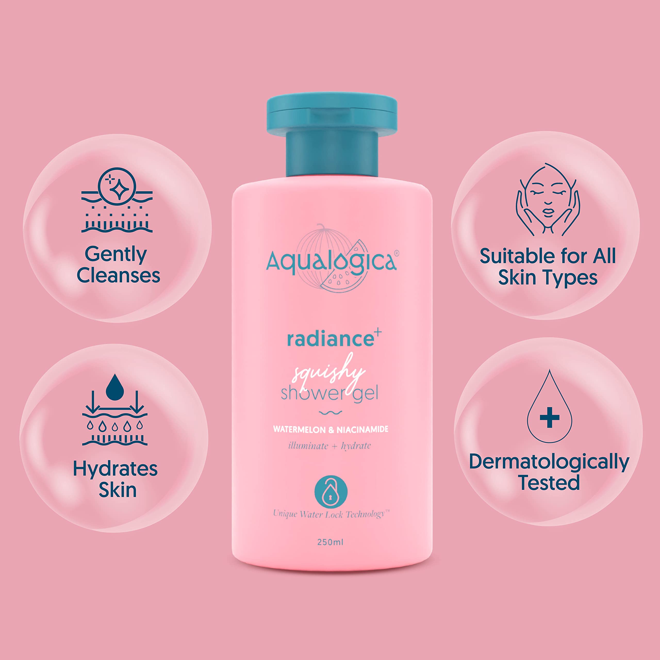 Aqualogica Radiance+ Squishy Shower Gel with Watermelon & Niacinamide | Relieves Dryness & Retains Moisture | Unisex Body Wash f