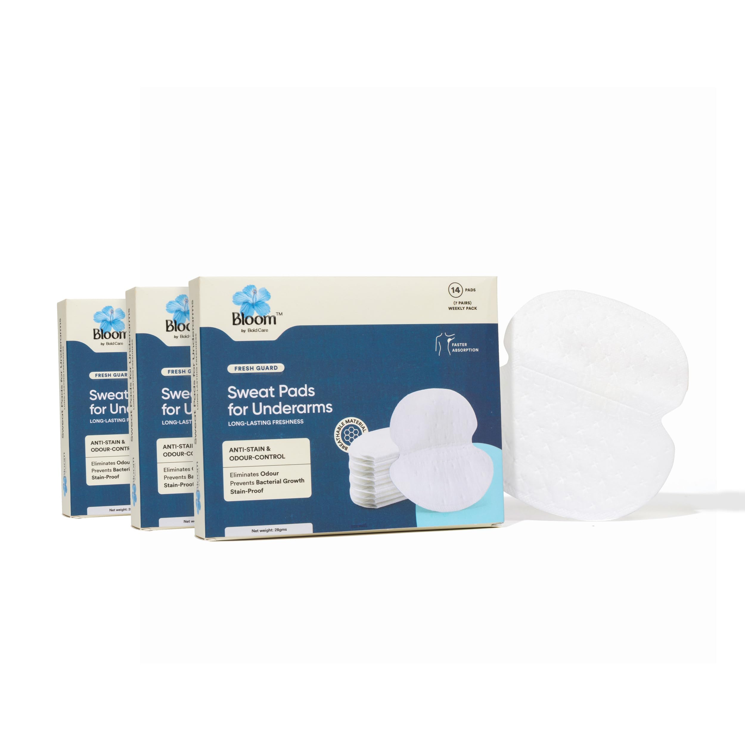 Bloom By Bold Care Sweat Pads For Underarms | 42 Pads (21 Pairs) | For Underarm Sweat Stains & Odour | Breathable Material For Q