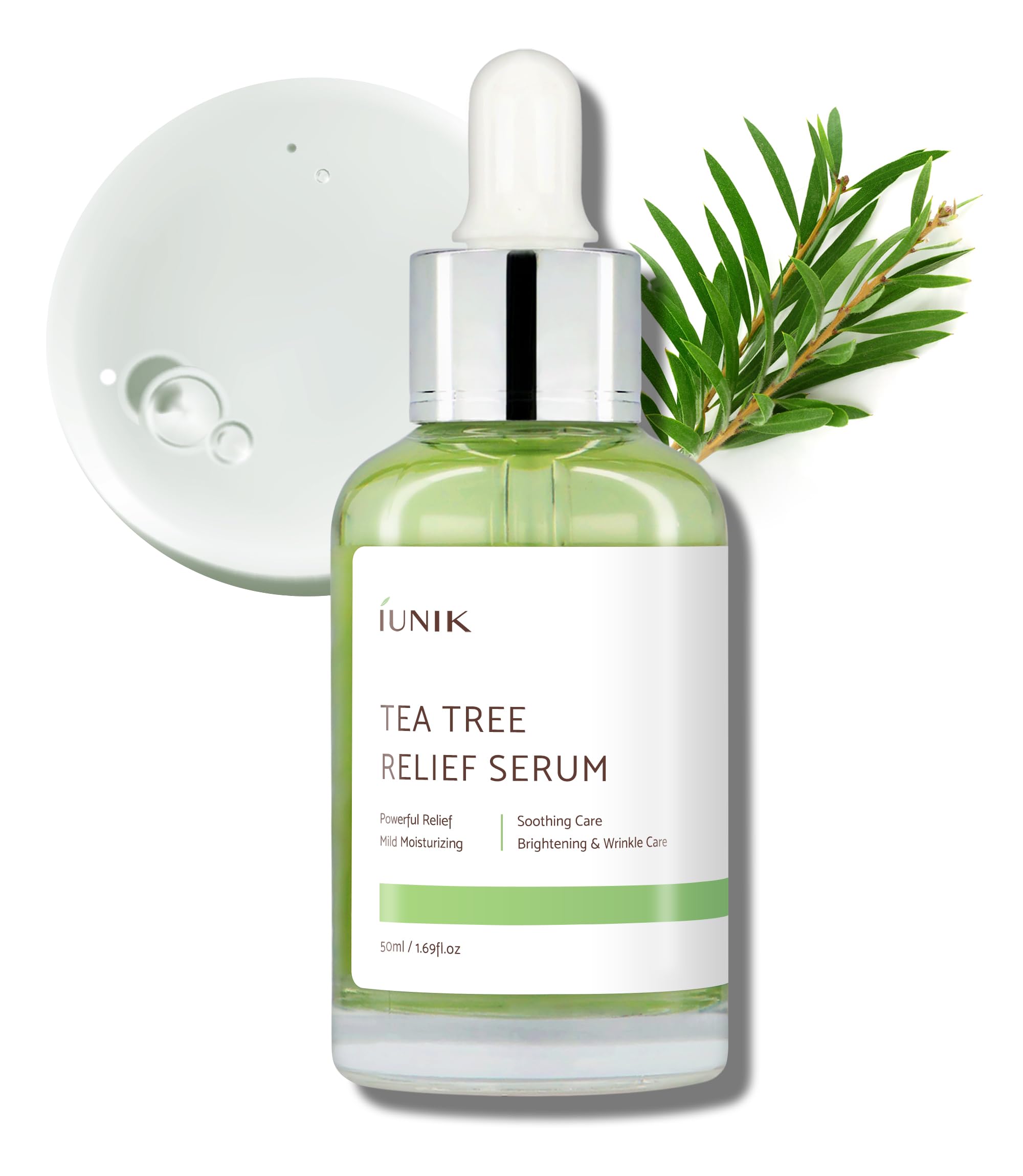 Iunik Tea Tree 67% Relief Vegan Facial Serum - Non-Sticky | Clear & Balanced Skin W/Centella Asiatica 19% For Soothing Calming I
