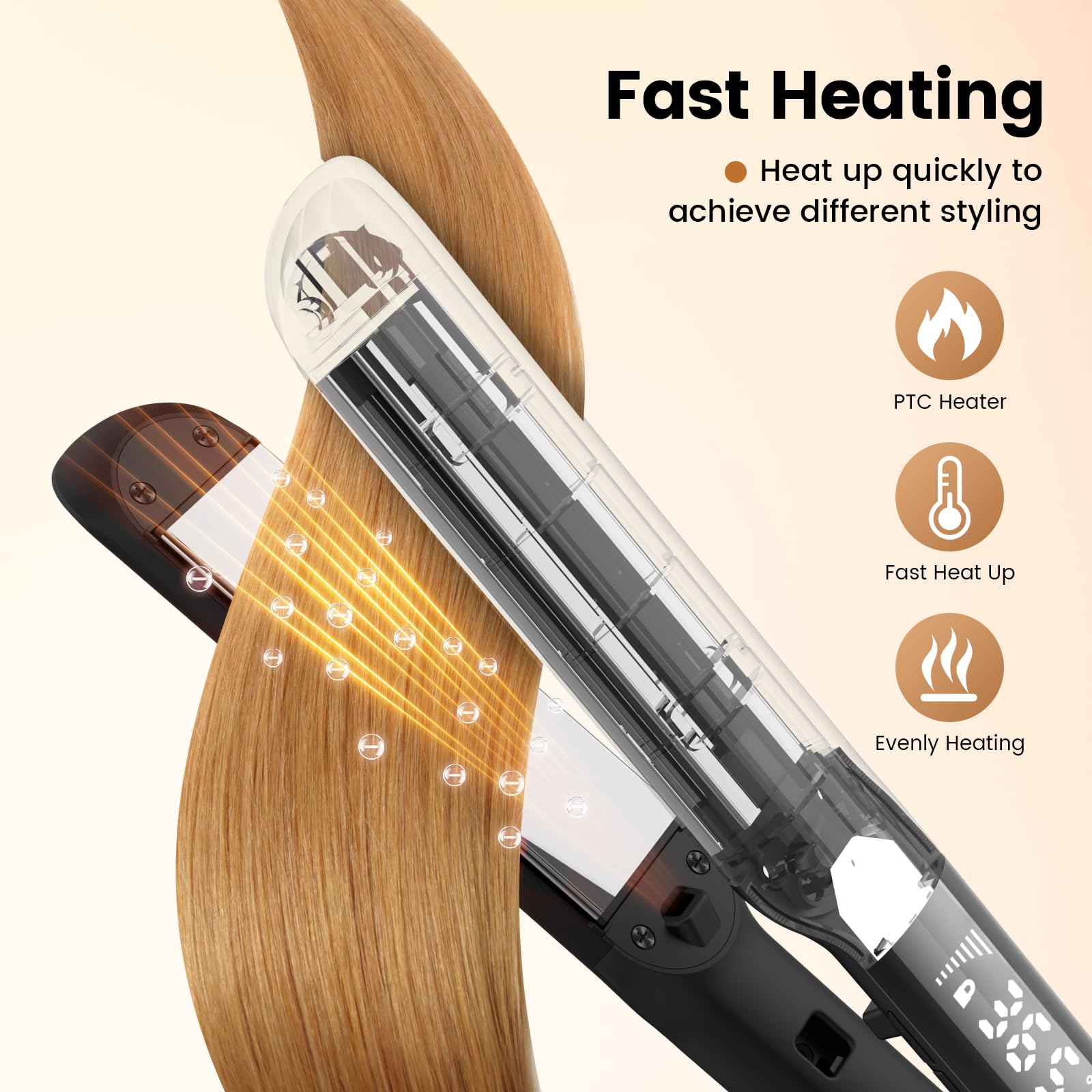 Pritech Flat Iron Hair Straightener And Curler 2 In 1, Titanium Flat Iron With Negative Ions, Adjustable Temp(248?-450?) And Aut