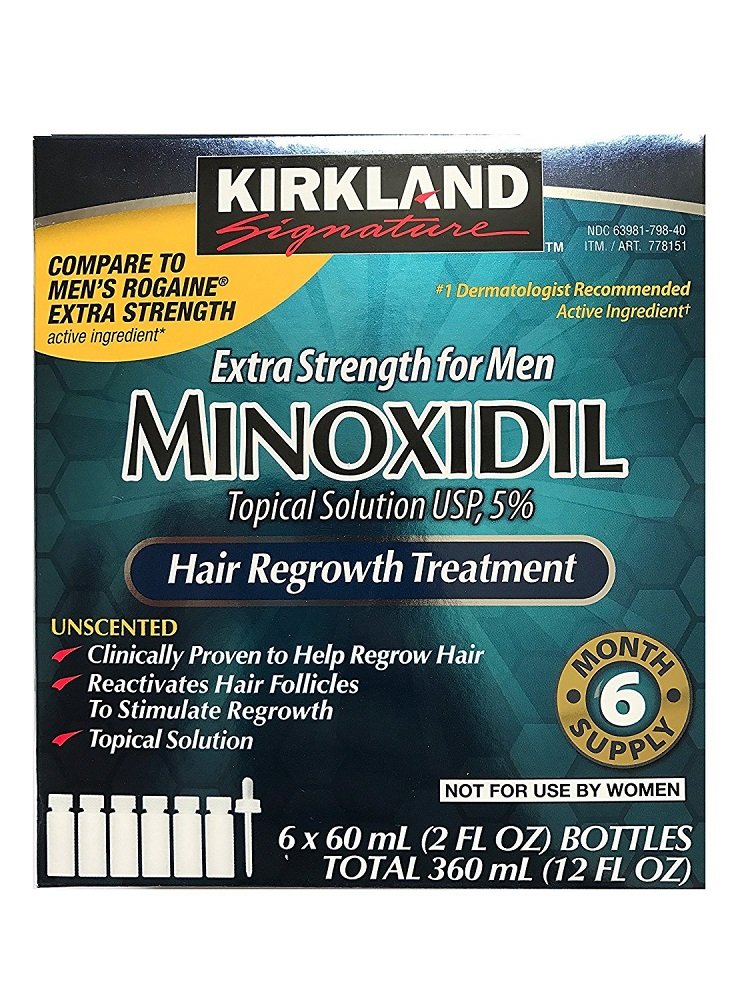 Kirkland Minoxidil 5 percent Extra Strength Hair Regrowth for Men, 2 Fl Oz, 6 Count (2 Pack)