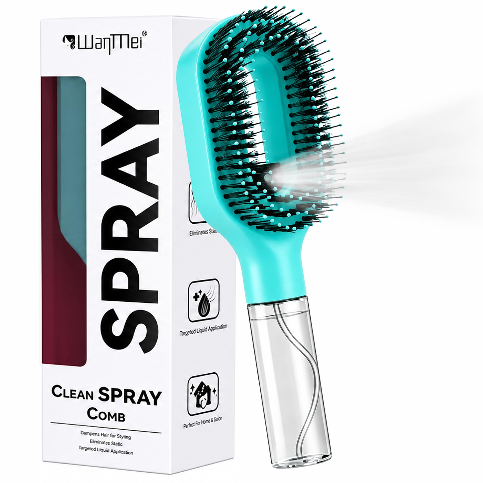 2in1 Manual Spray Hair Brush with Refillable Water Tank, Detangling Mist Comb for Fine Hair, Curly Hair and Kids, Travel Use,G