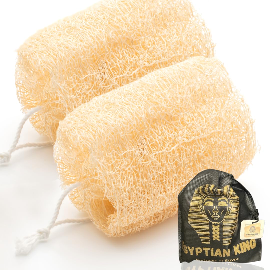 2 Natural Egyptian Loofahs Exfoliating Scrubber For Shower, Natural Loofah Sponge Body Scrubber, Deep Clean & Invigorate Your Sk