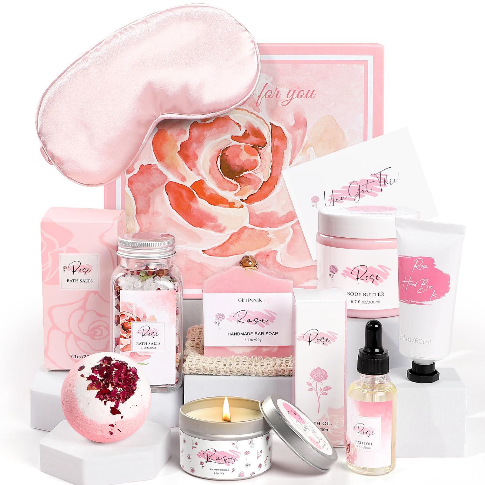 Rose Spa Gifts Set, Bath Gift Set For Women, Relaxing Spa Gifts, Bath Spa Gift Basket For Women, Self Care Gifts, Care Package,