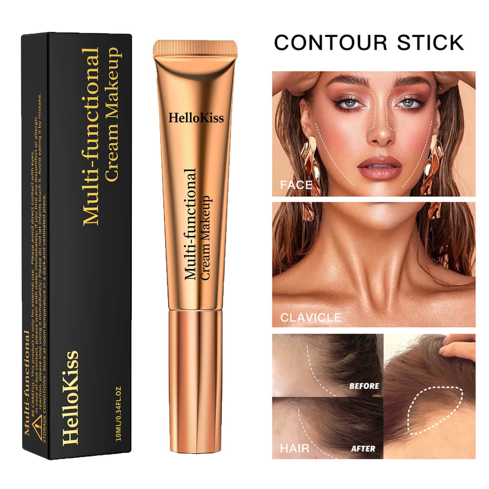 Paminify Contour Beauty Wand,Liquid Face Contouring With Cushion Applicator,Natural Matte Finish Shading Bronzer Stick,Lightweig