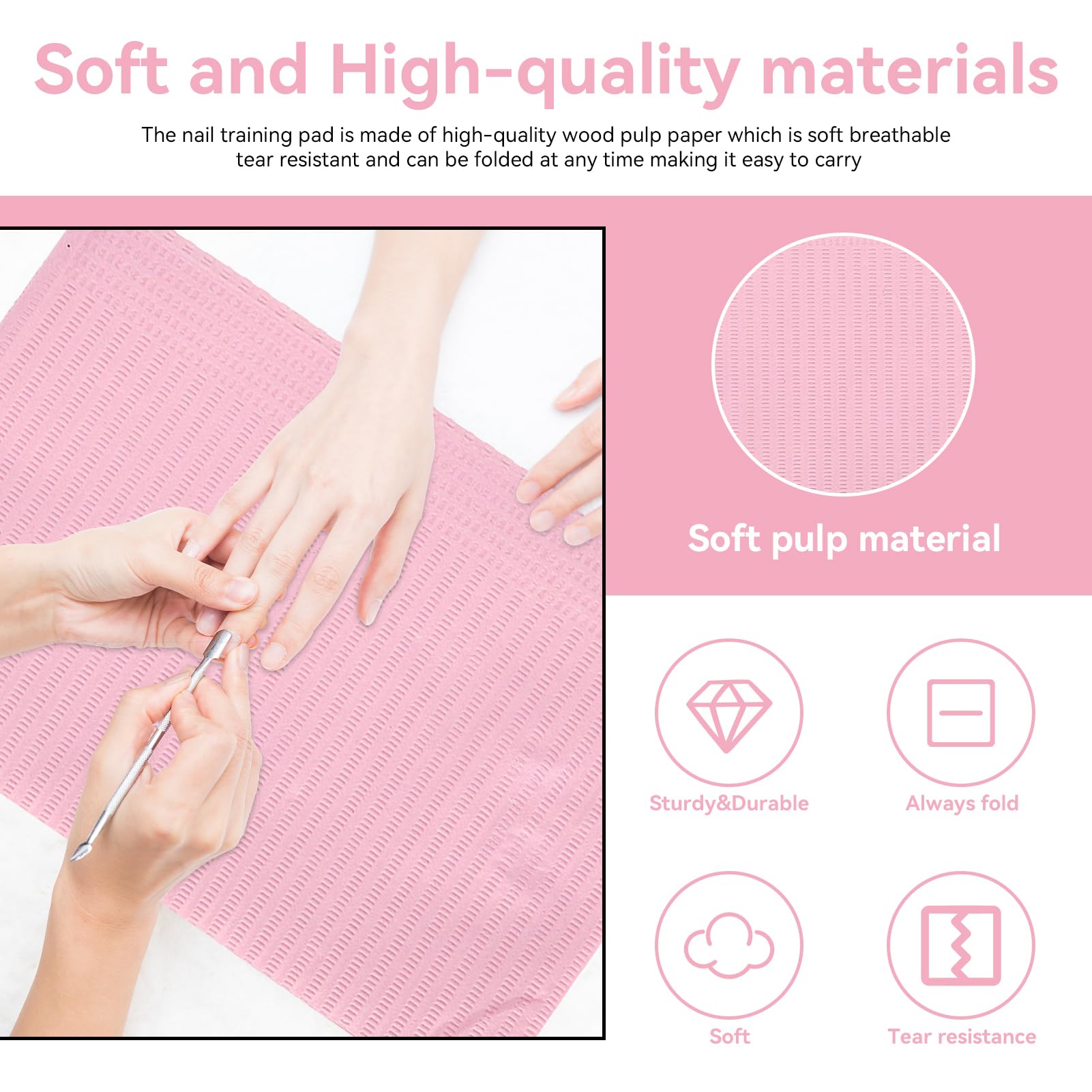125Pcs Nail Art Table Mat, Pink Disposable Waterproof Nail Paper Towels Dental Bibs Tattoo Supplies For Manicure, Nail Salon, Be