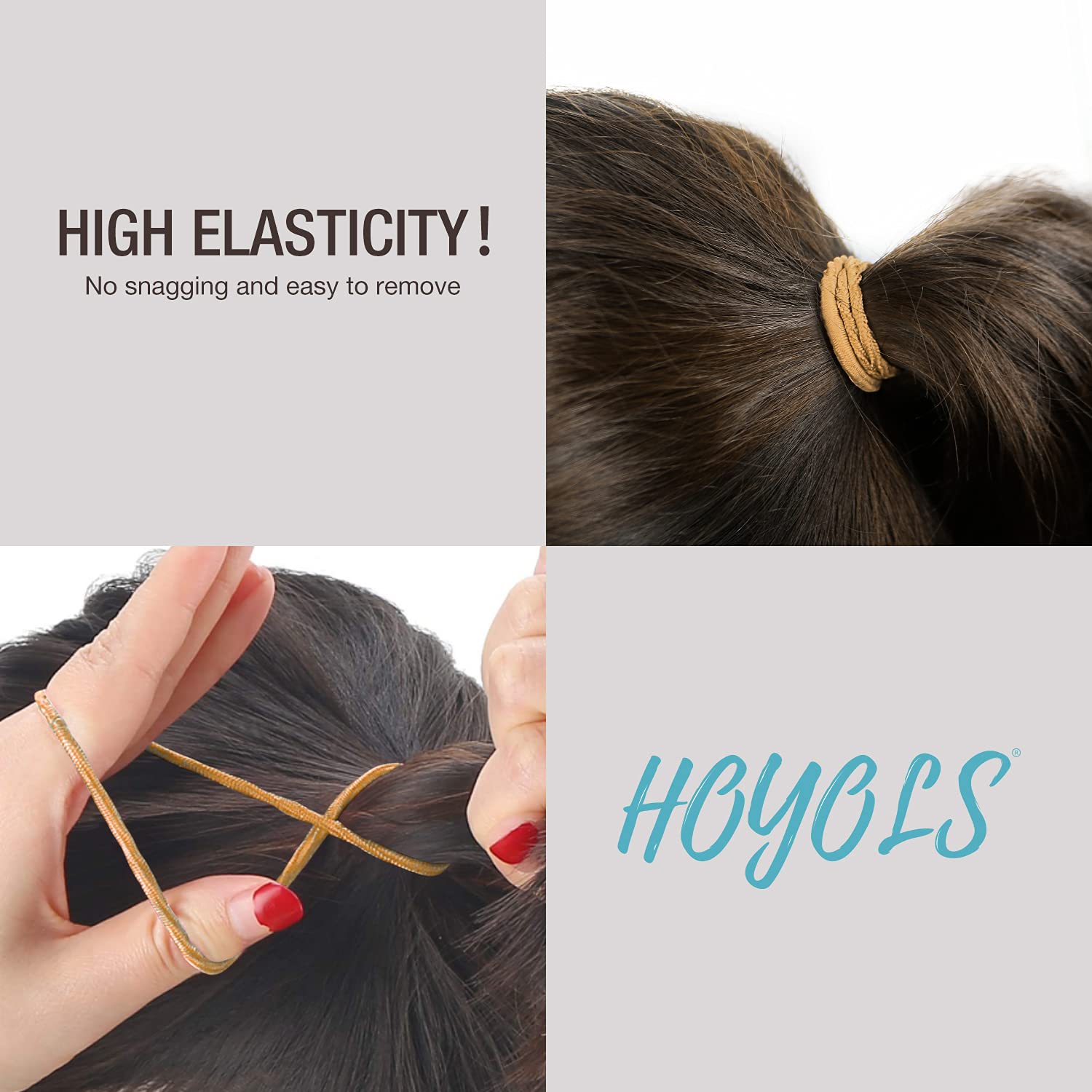 HOYOLS No Metal Hair Bands for Women's Hair, Ponytail Holders, No Snag Braided Hair Elastic Thick Tie for Girl Women Thick Hair