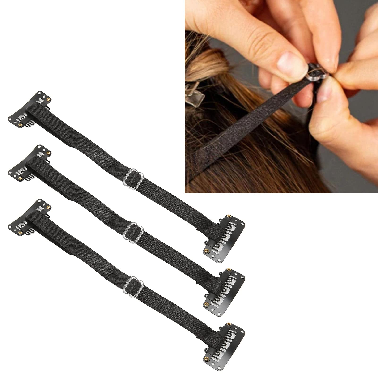 3 Pcs Face Tape Band,Reusable Portable Adjustable Elastic Face Stretching Strap With Clips For Women Beauty