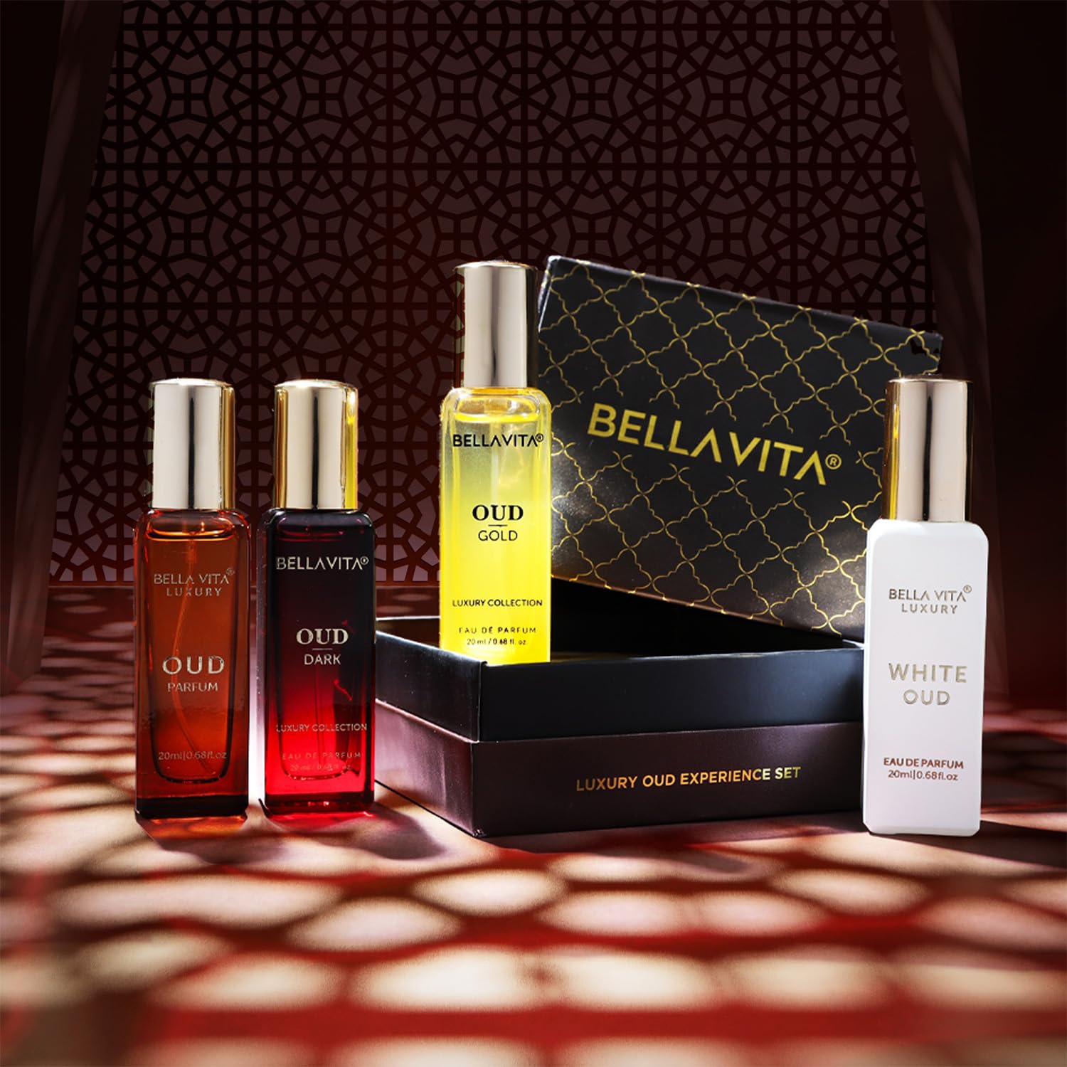 Luxury OUD Experience Eau De Parfum Gift/Discovery Set for women and men (4 x 0.68 fl. oz.) | Oud, Oud Gold, Oud Dark, White Oud