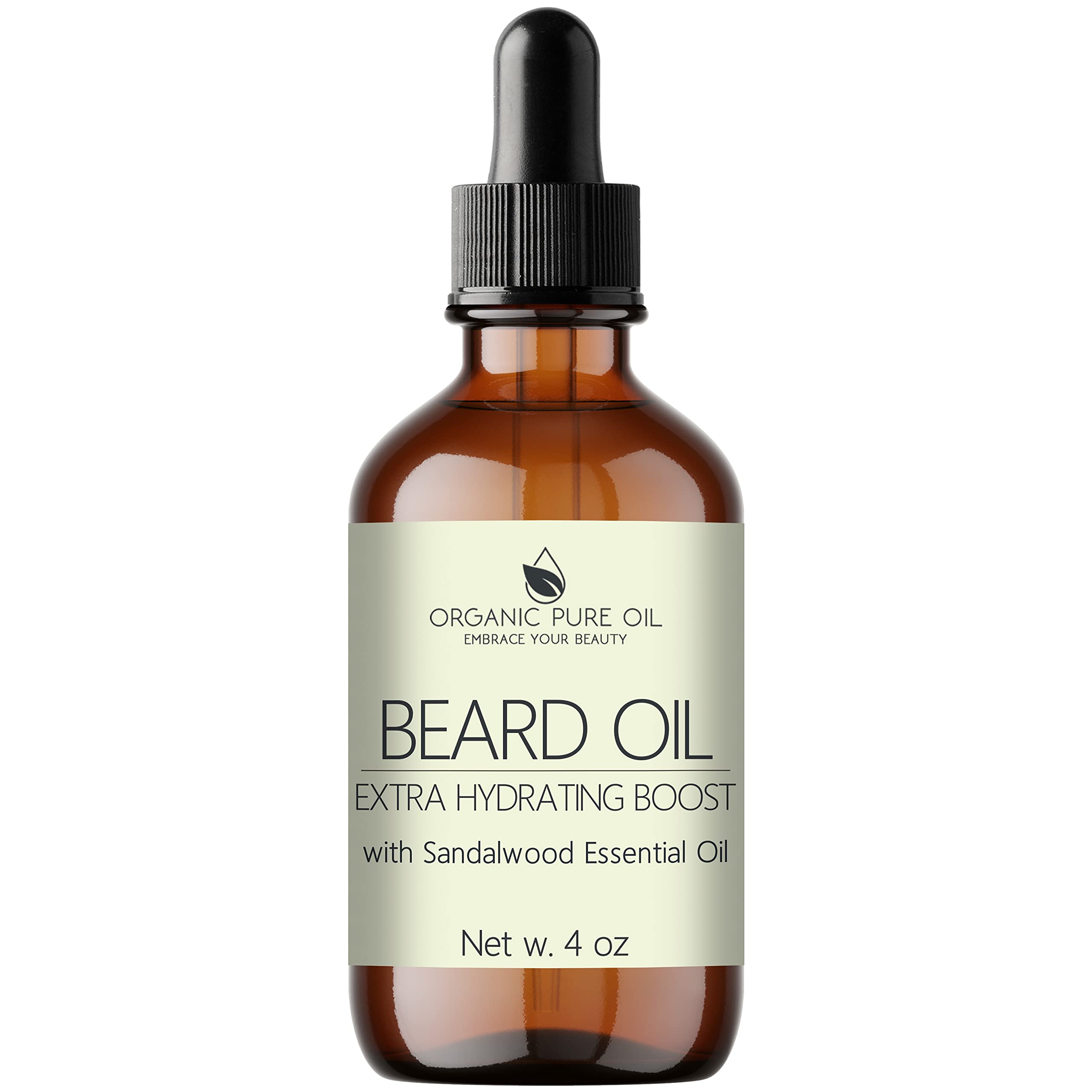 OPO  Organic Beard Oil for Men: 4 oz Sandalwood, NonGMO, Vegan Facial Hair Conditioner for Fast Growing Beard, Mustache, Eyela