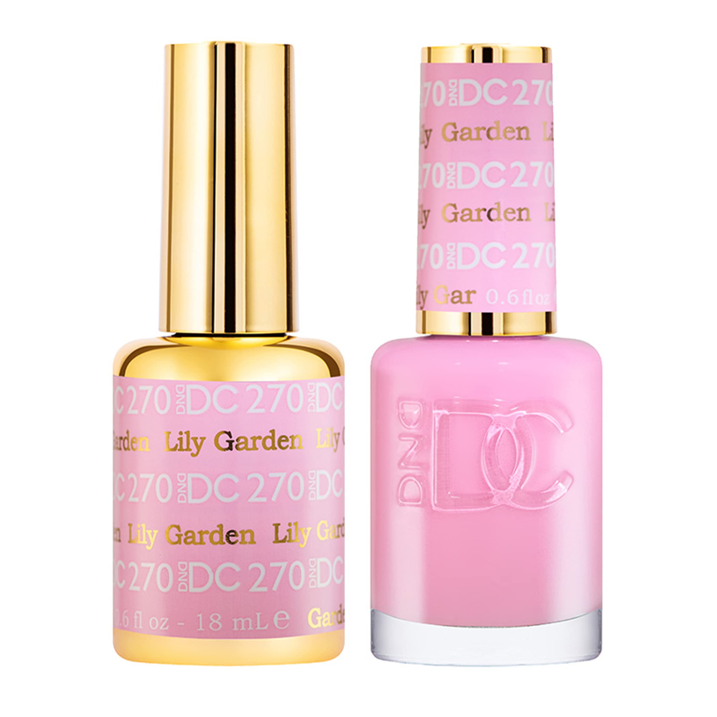 DND DC Gel Polish Set, Pink Collection, UV/LED Gel Polish and Air Dry Nail Lacquer, Matching Chip-Free Polish Duo, 270 Lily Gard