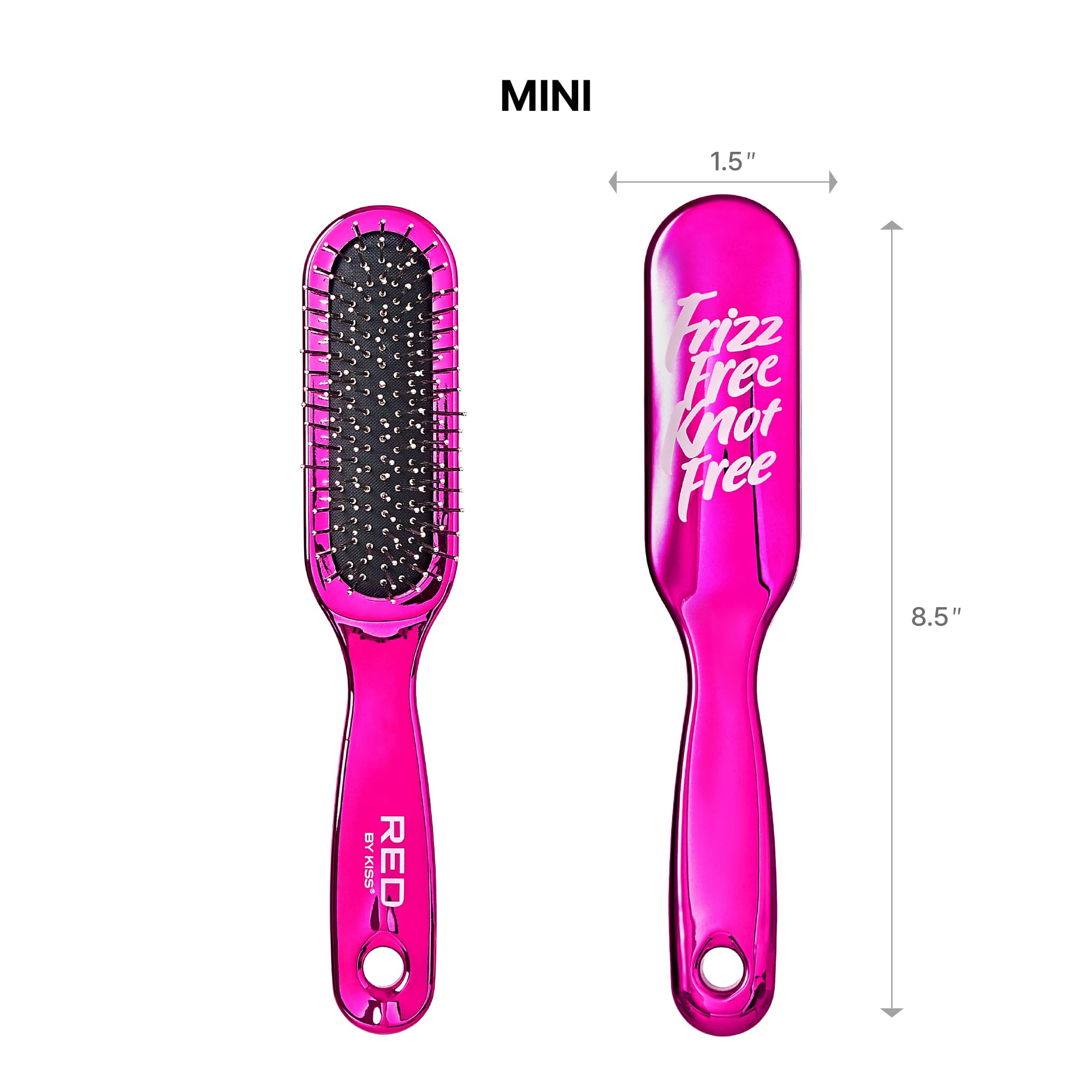 Red By Kiss Anti-Static & Anti-Frizz Wig Brush With Stainless Steel Knot-Free Bristles For Easy Detangling, Smooth Hair & Wigs W