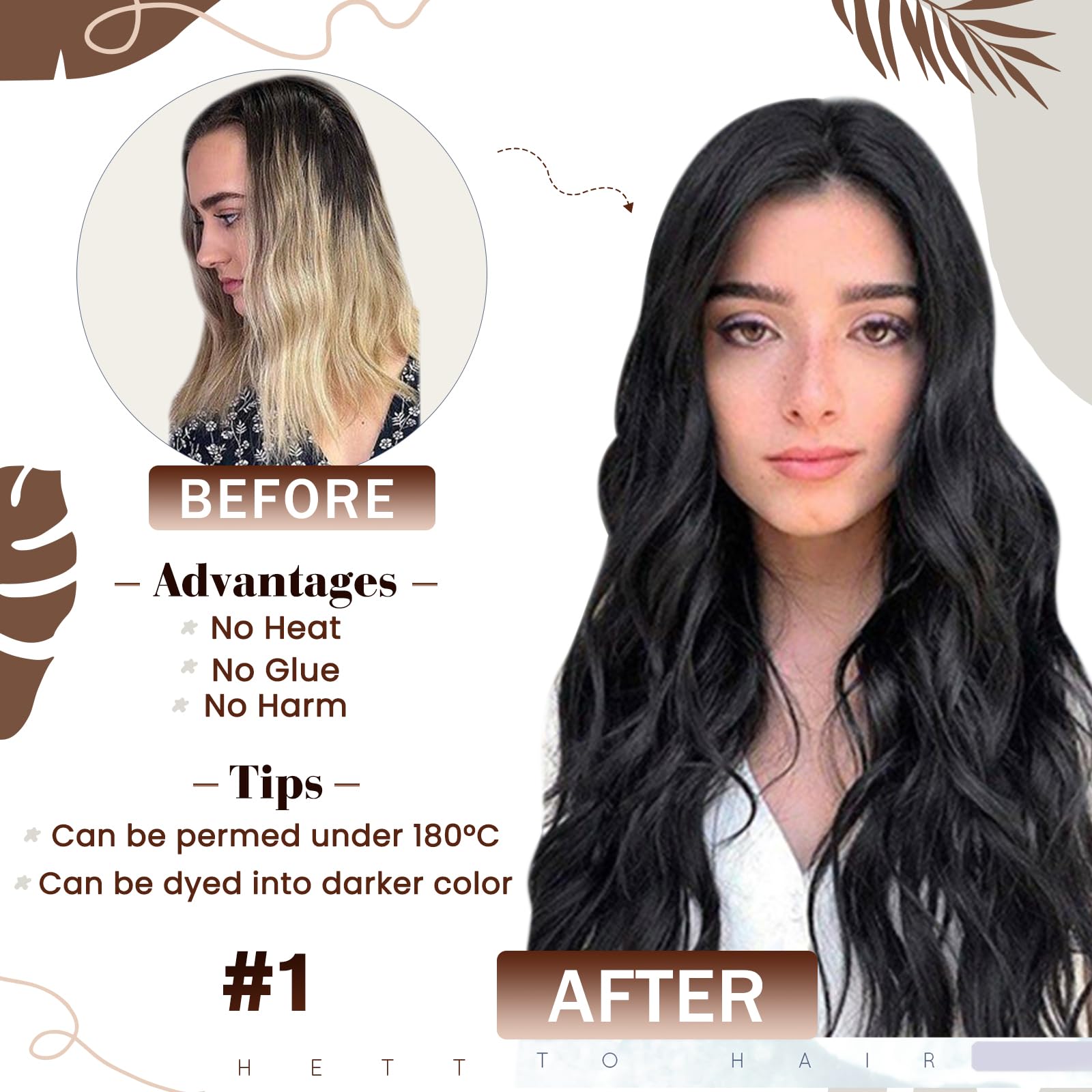 Hetto Micro Links Hair Extensions Human Hair #1 Jet Black Micro Loop Hair Extensions Real Human Hair 18 Inch Straight Microbeads