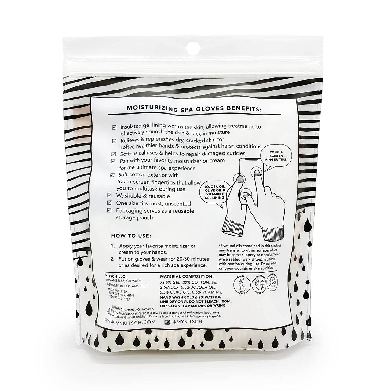 Kitsch Cotton Moisturizing Gloves For Dry Hands - Reusable Overnight Hand Moisturizing Gloves  Touchscreen Lotion Gloves & Eczem