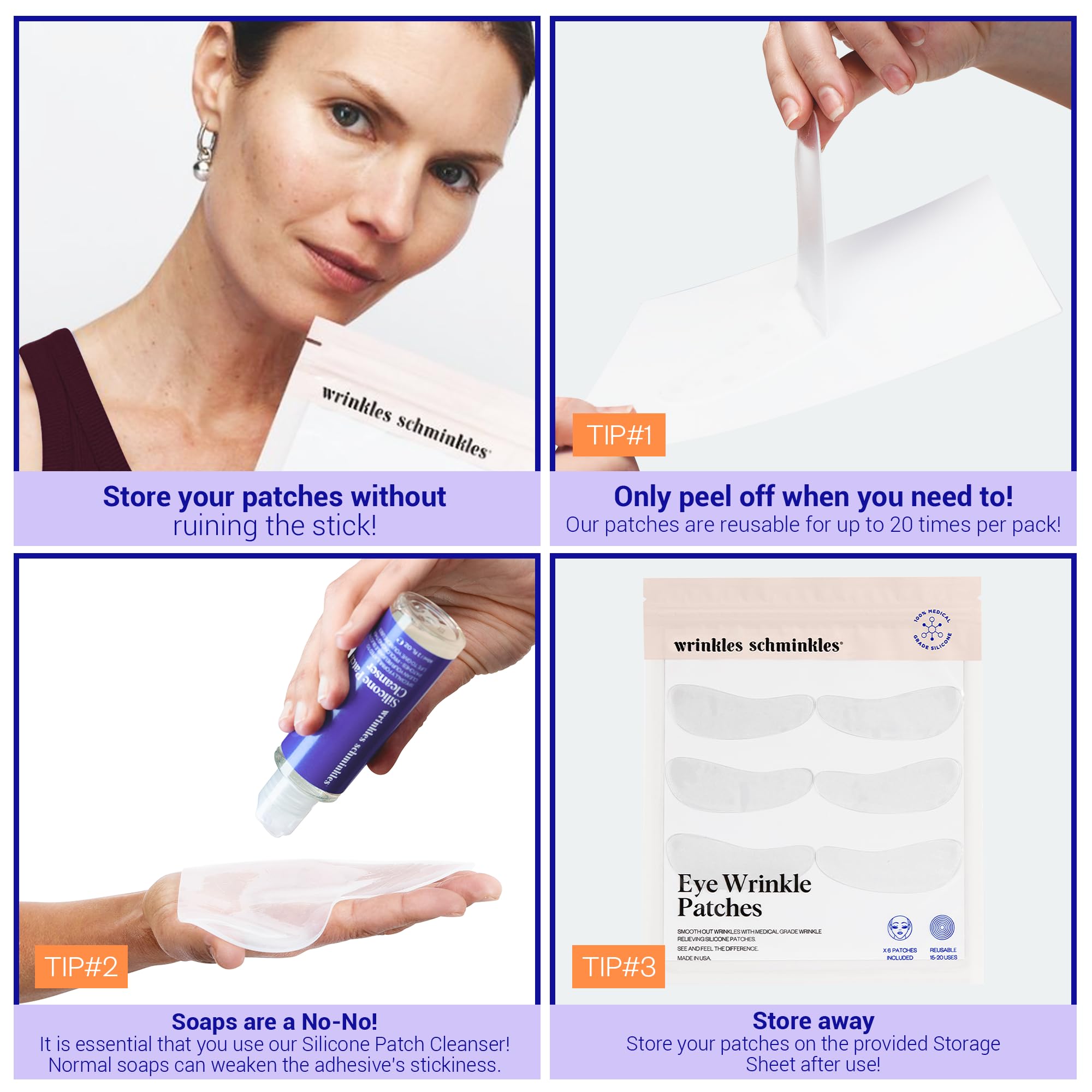 Wrinkles Schminkles Under Eye Patches - Rejuvenate Wrinkles with Medical Grade Silicone Reusable Anti-Wrinkle Patches for Under