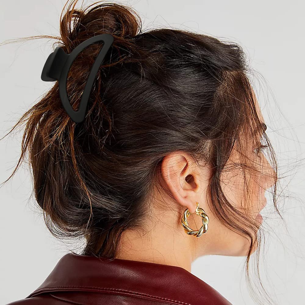 Canitor Hair Clips Set - 4Pcs Black Acrylic Semicircle Claw Clips for Thick & Thin Hair, Women 's Hair Accessories