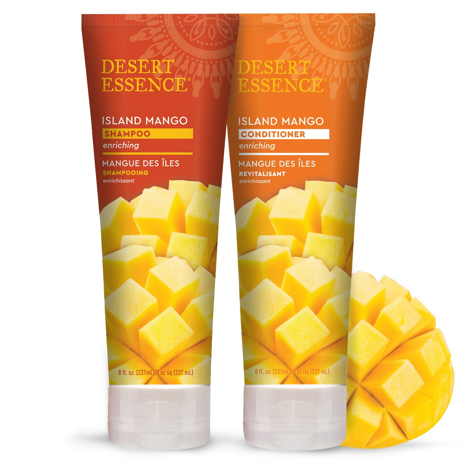 Desert Essence Island Mango Shampoo & Conditioner Bundle - 8 Fl Ounce - Enriching - Shea Butter - Jojoba Oil - Smooth & Silky - 