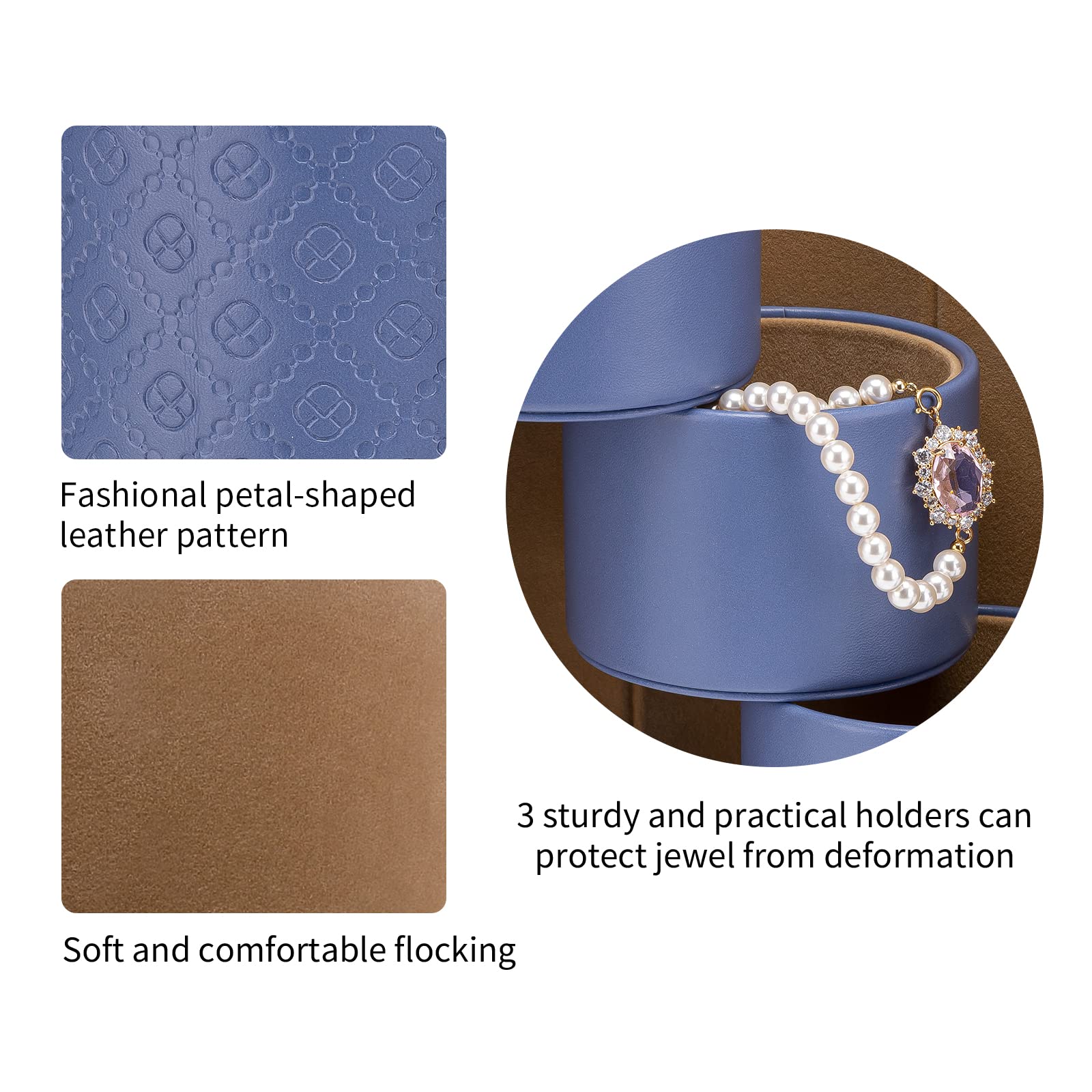 Vlando Christmas Gifts for Mom, Women, Wife - Travel Jewelry Oragnizer, 3-Layer Jewelry Storage Box, Travel Essential Accessorie