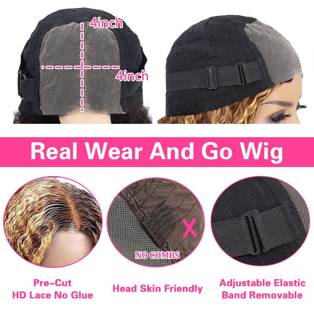 Jenniferita Ombre Honey Blonde Wear And Go Glueless Deep Curly Wave Lace Front Wigs Human Hair Highnight Hd Lace Front Wigs Huma