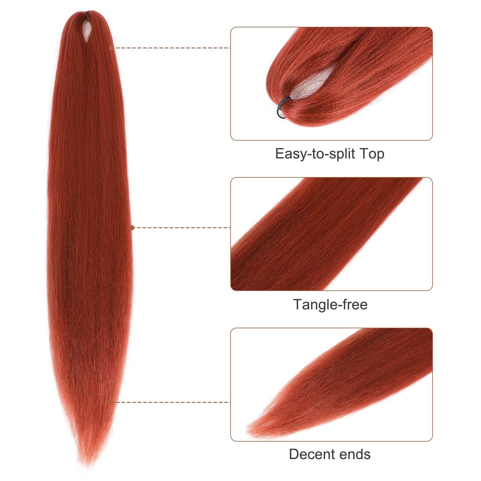 Difunee Pre-Stretched Braiding Hair - 18 Inch 8 Packs Orange Mid-Length Braiding Hair For Twist Or Box Braids, Yaki Texture Hot