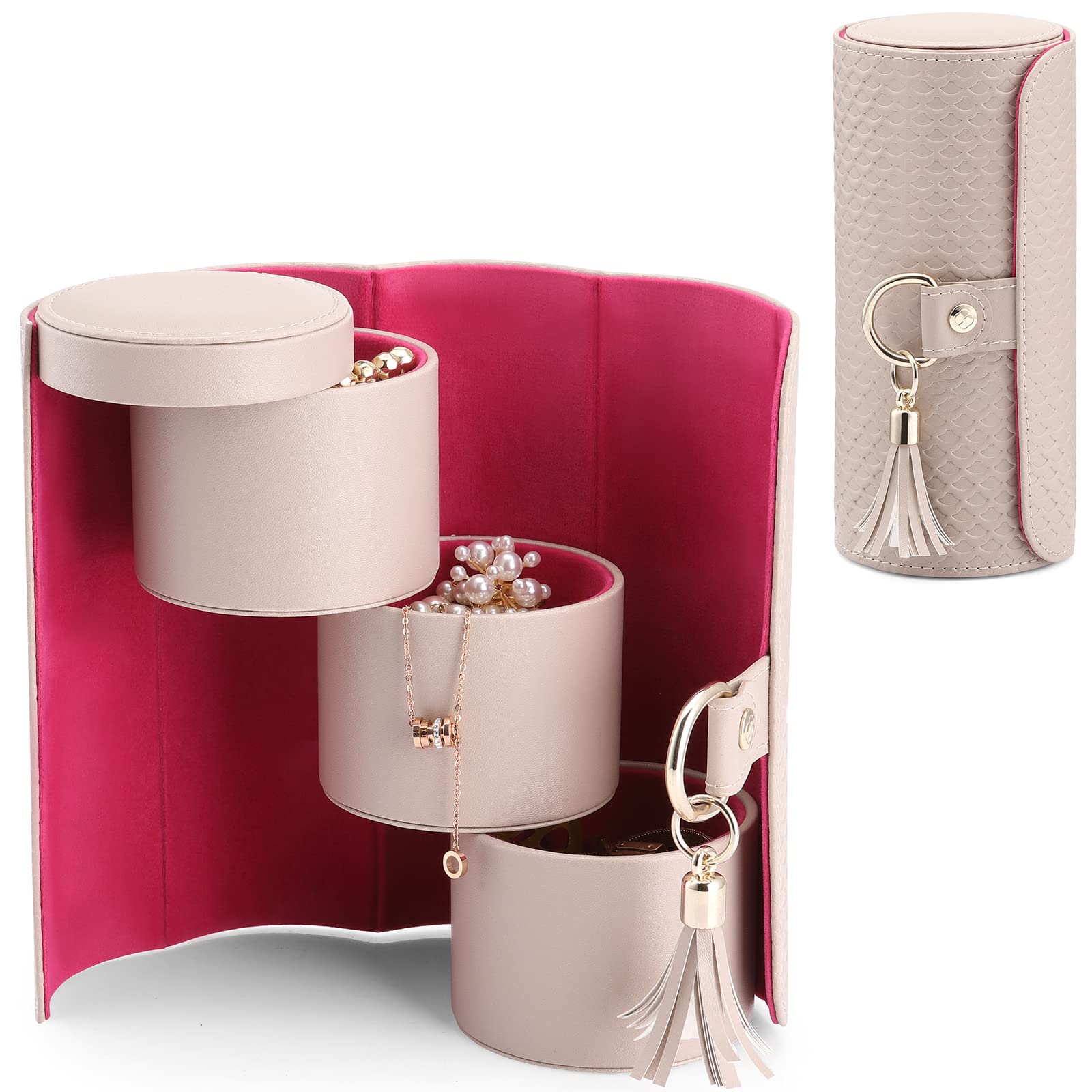 Vlando Viaggio Small Jewelry Case Box, Travel Essential Accessories for Women, Gifts for Travelers Couples Mom Friends, Bridesma