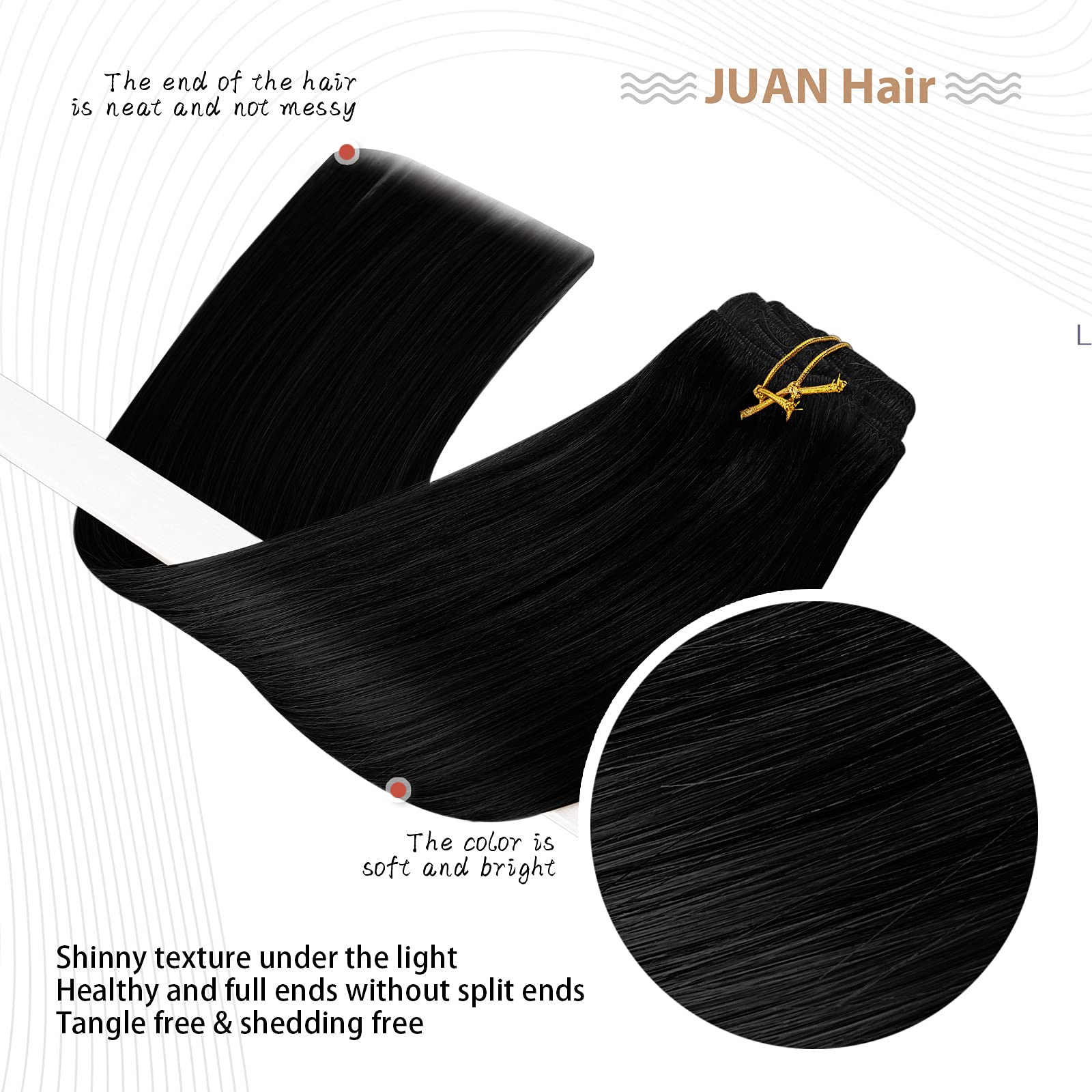 Aison Jet Black Clip in Hair Extensions Real Human Hair 70G 100% Remy Human Hair Silky Straight 7pcs 16clips 22 Inch Hair Extens