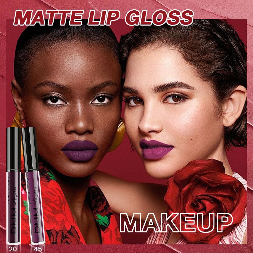 Evpct Dnm 3Pcs Dark Purple Mauve Plum Maroon Matte Liquid Lipstick Lip Stain Sets For Women Matte+Lipstick Long Lasting Permanen