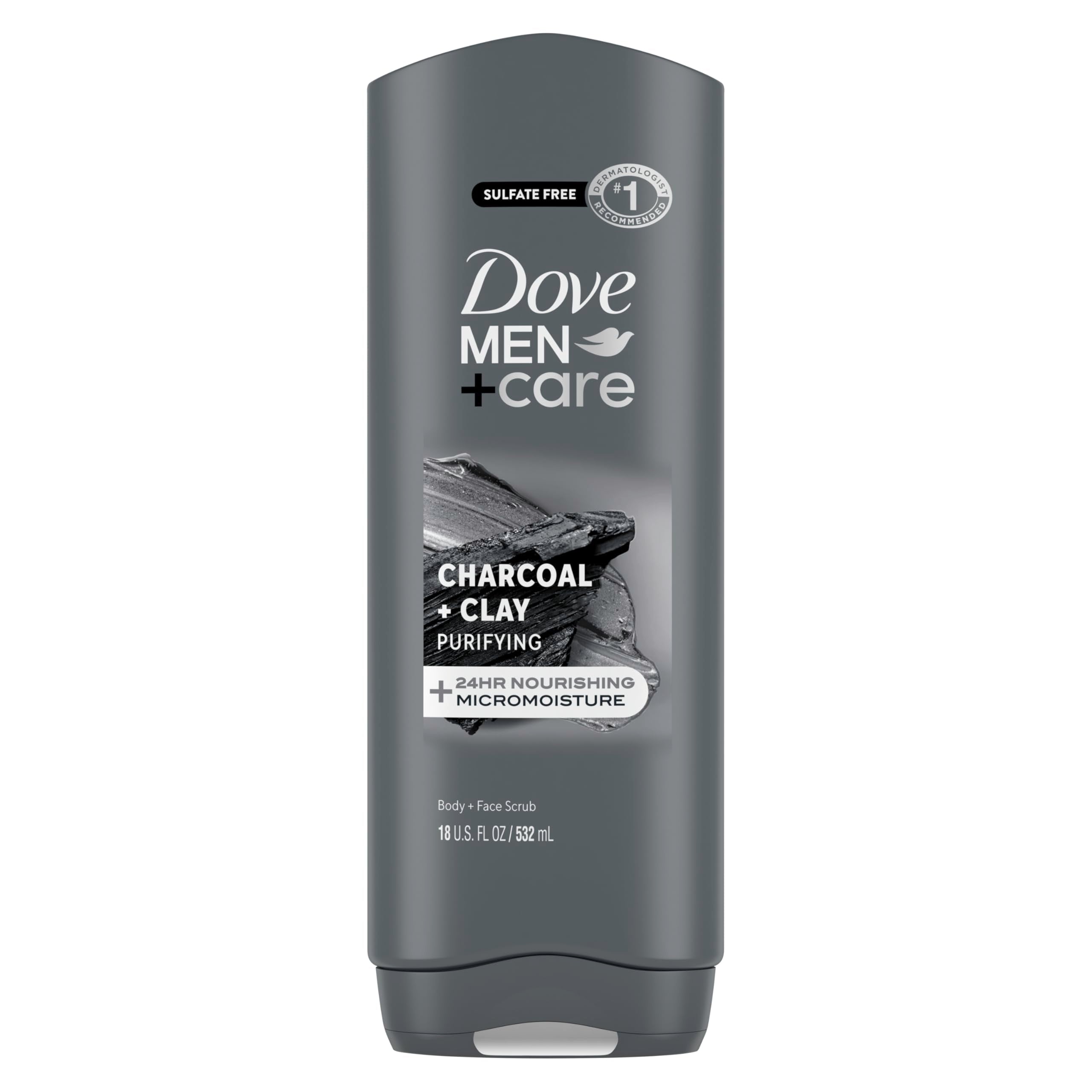 DOVE MEN + CARE Body & Face Wash Purifying Charcoal + Clay Body Wash 18 oz