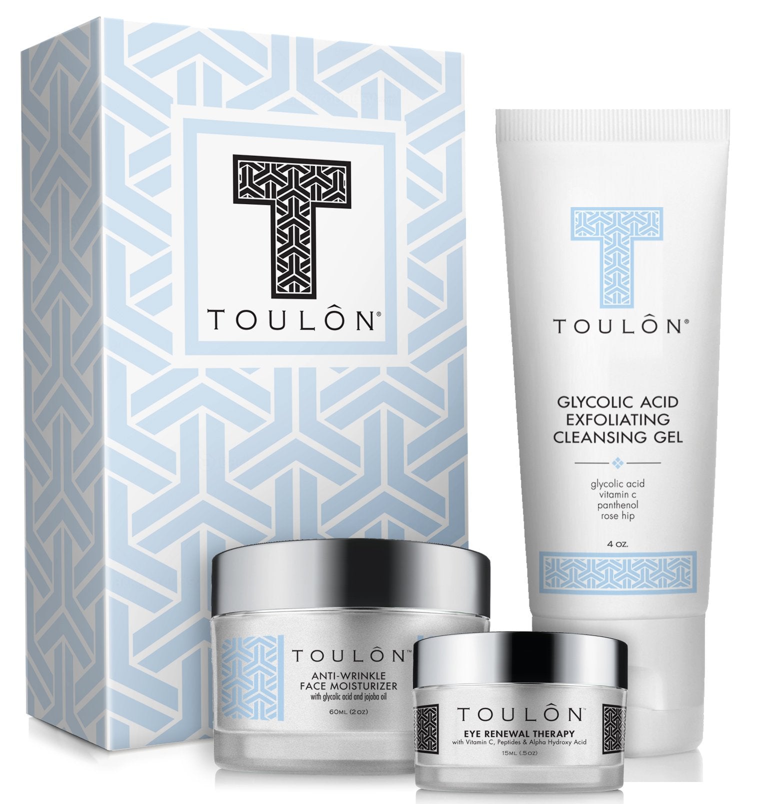 Anti Aging Skin Care Kits for Her or Him Glycolic Acid Face Cleanser / Alpha Hydroxy Face Wash, Glycolic Acid 10% Daily Moisturi