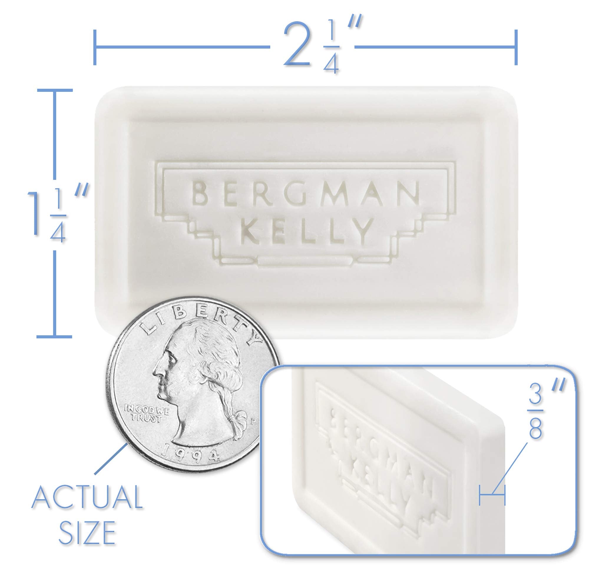 Bergman Kelly Hotel Soap Bars (White Tea, 0.5 Oz, 200 Pk), Travel Size Luxury Bulk Amenities Bar Soap, Mini Individually Wrapped