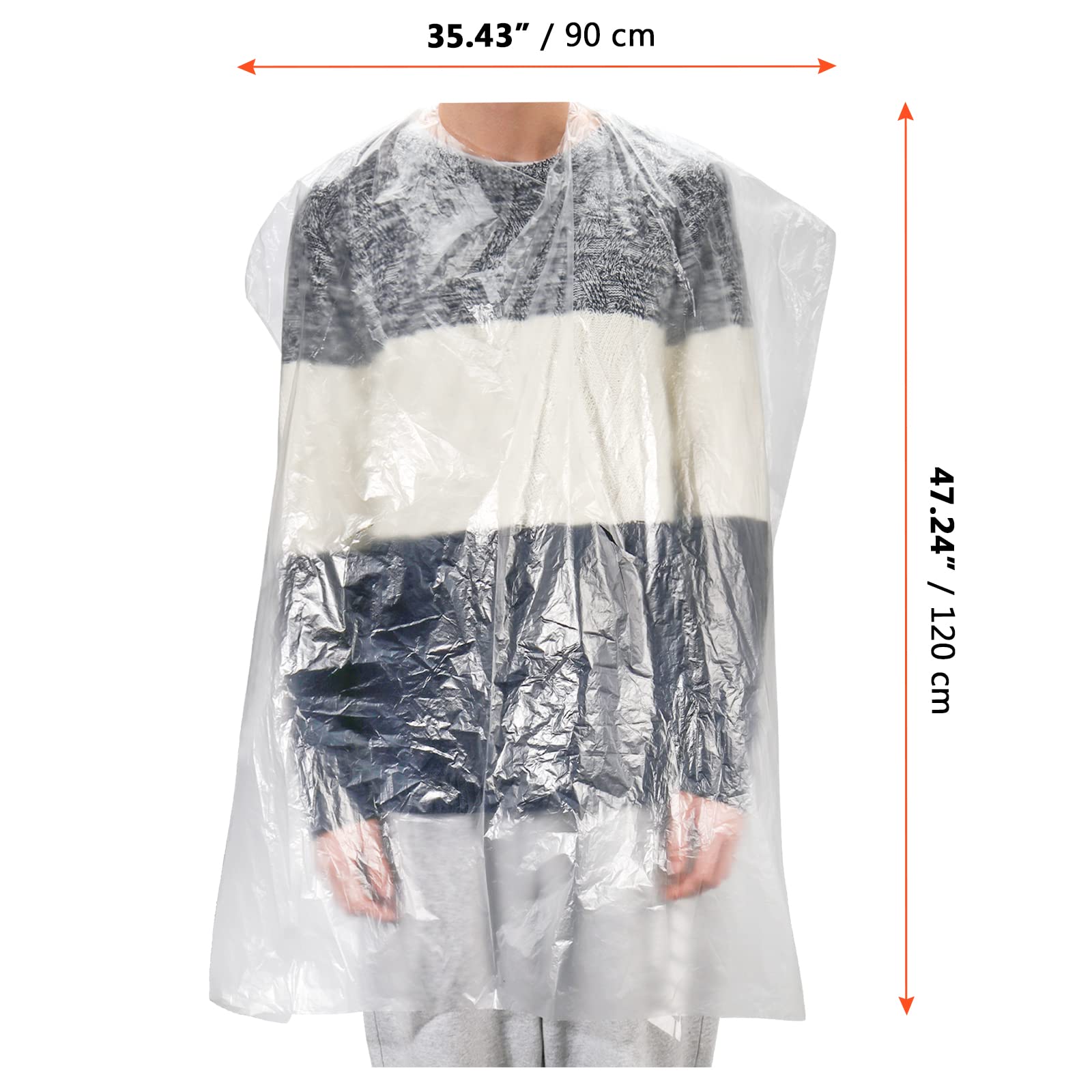 Sinjeun 200 Pcs 47 X 36 Inch Disposable Hair Salon Capes, Waterproof Barber Cape, Single Use Shampoo Hair Cutting Cape Dressing