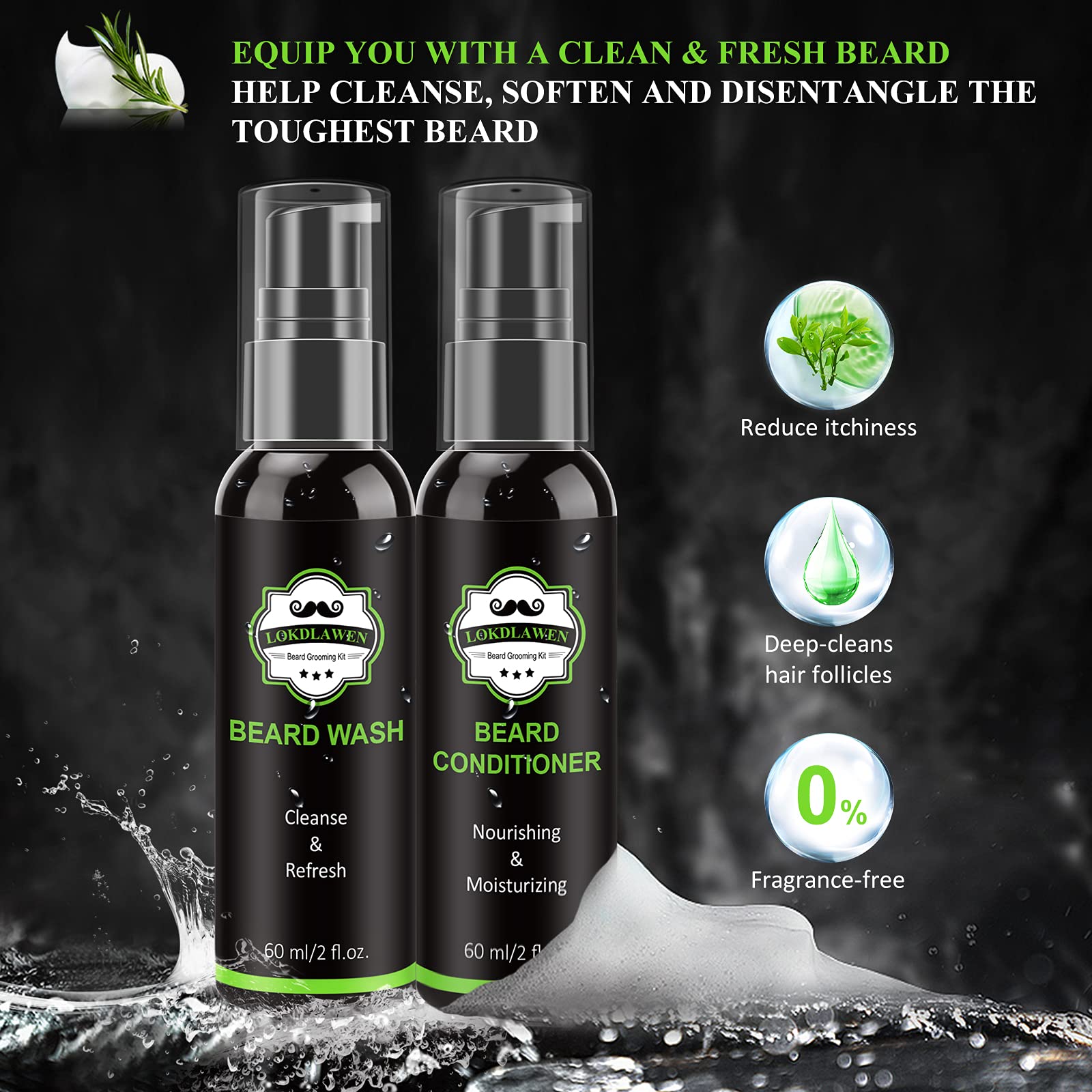 Lokdlawen Beard Kit For Men With Beard Wash, Beard Conditioner, Beard Oil, Beard Balm, Beard Brush, Beard Comb, Beard Scissors,