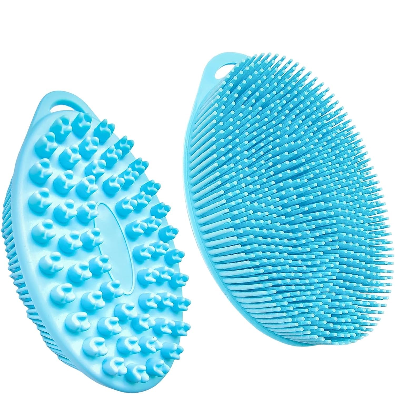 Inovera (Label) Silicone Bathing Scrubber - Exfoliating Cleaning Bath Brush - Soft Body Wash Shower Brushes (Light Blue)