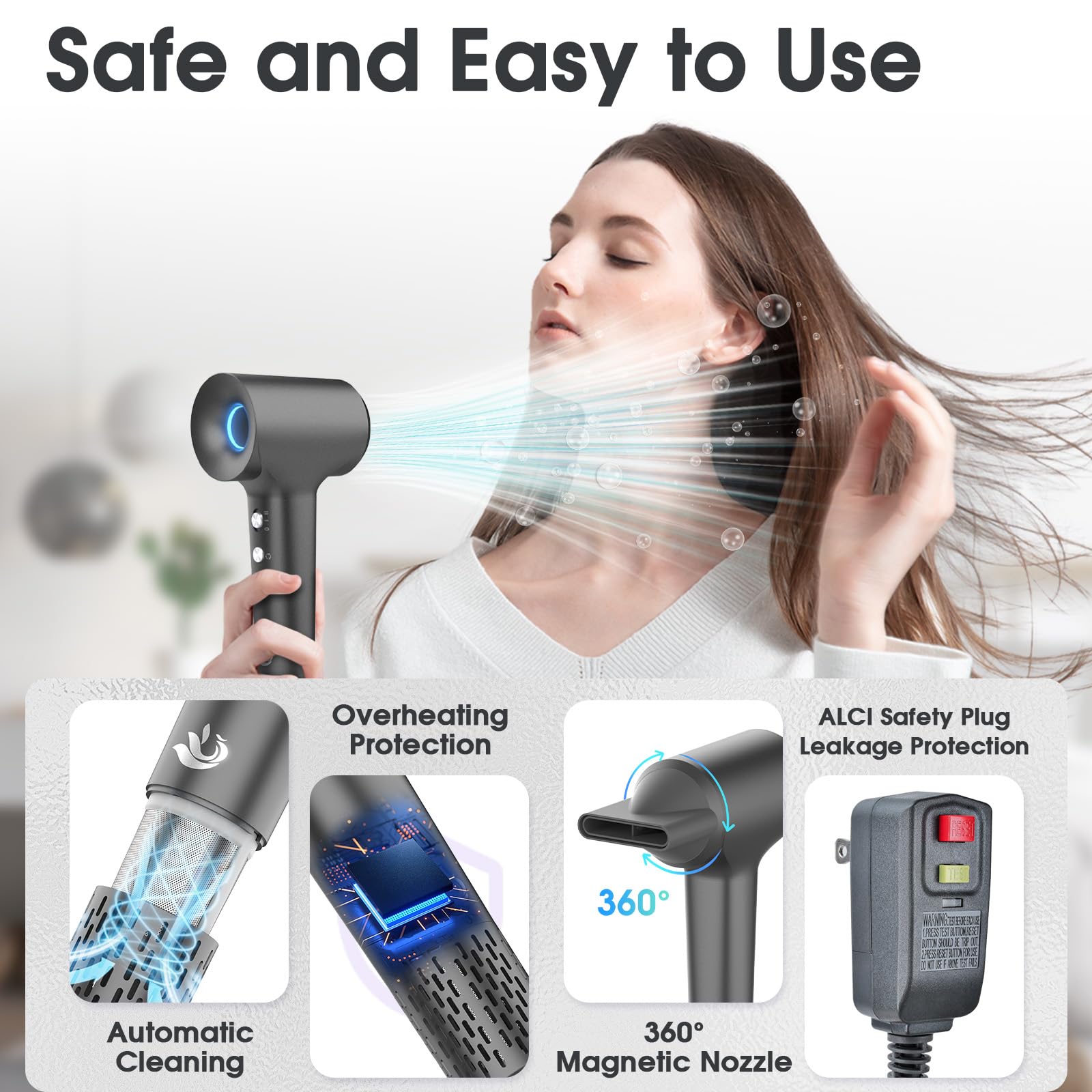 KARFUN Hair Dryer, Blow Dryer, Plasma Hairdryer, Ionic Hair Dryer for Women, Blow Dryers for Women, Professional High Speed Hair