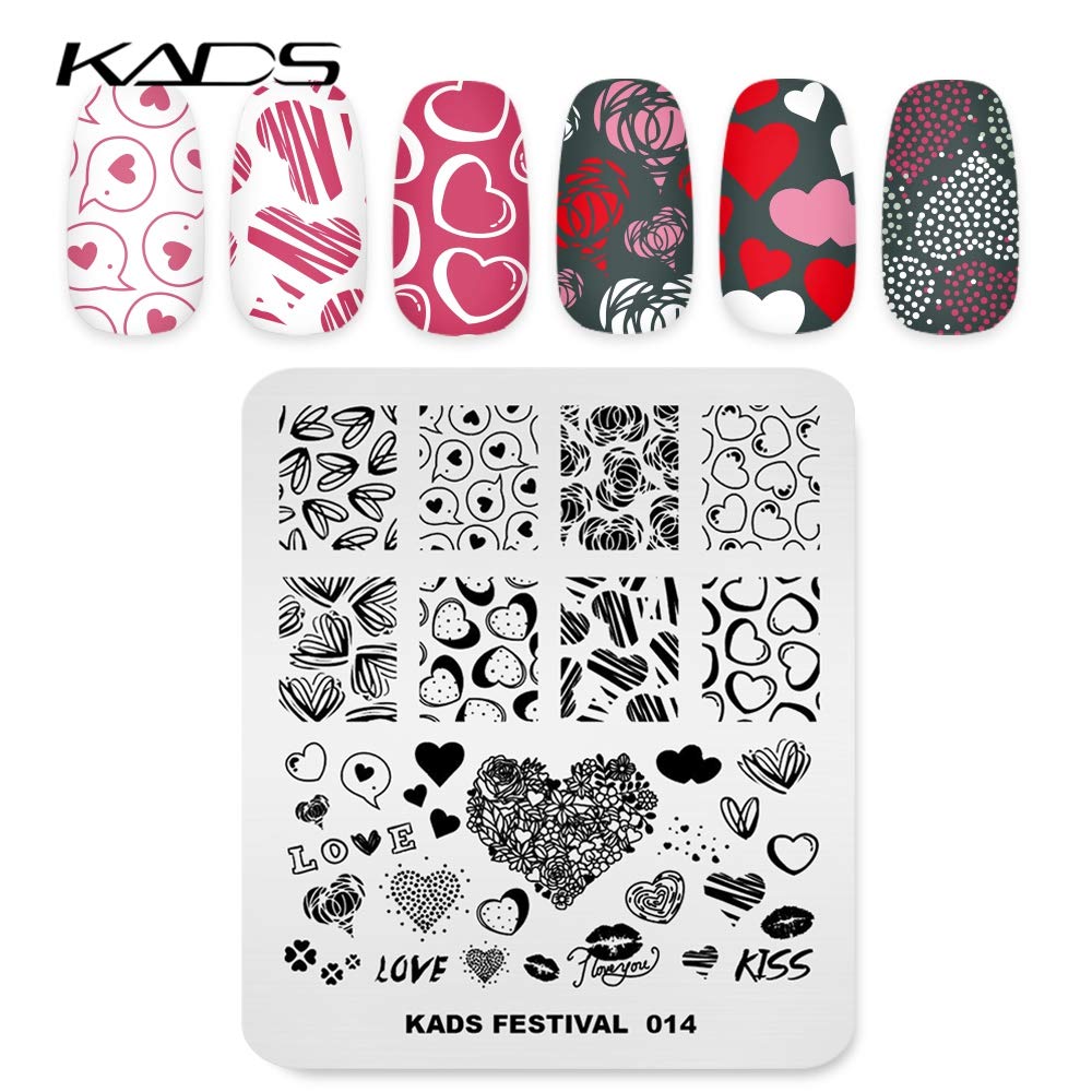 Kads Nail Art Image Stamping Plates Valentine'S Day Love Heart Diy Manicure Template Image Plate For Nail (Fe014)