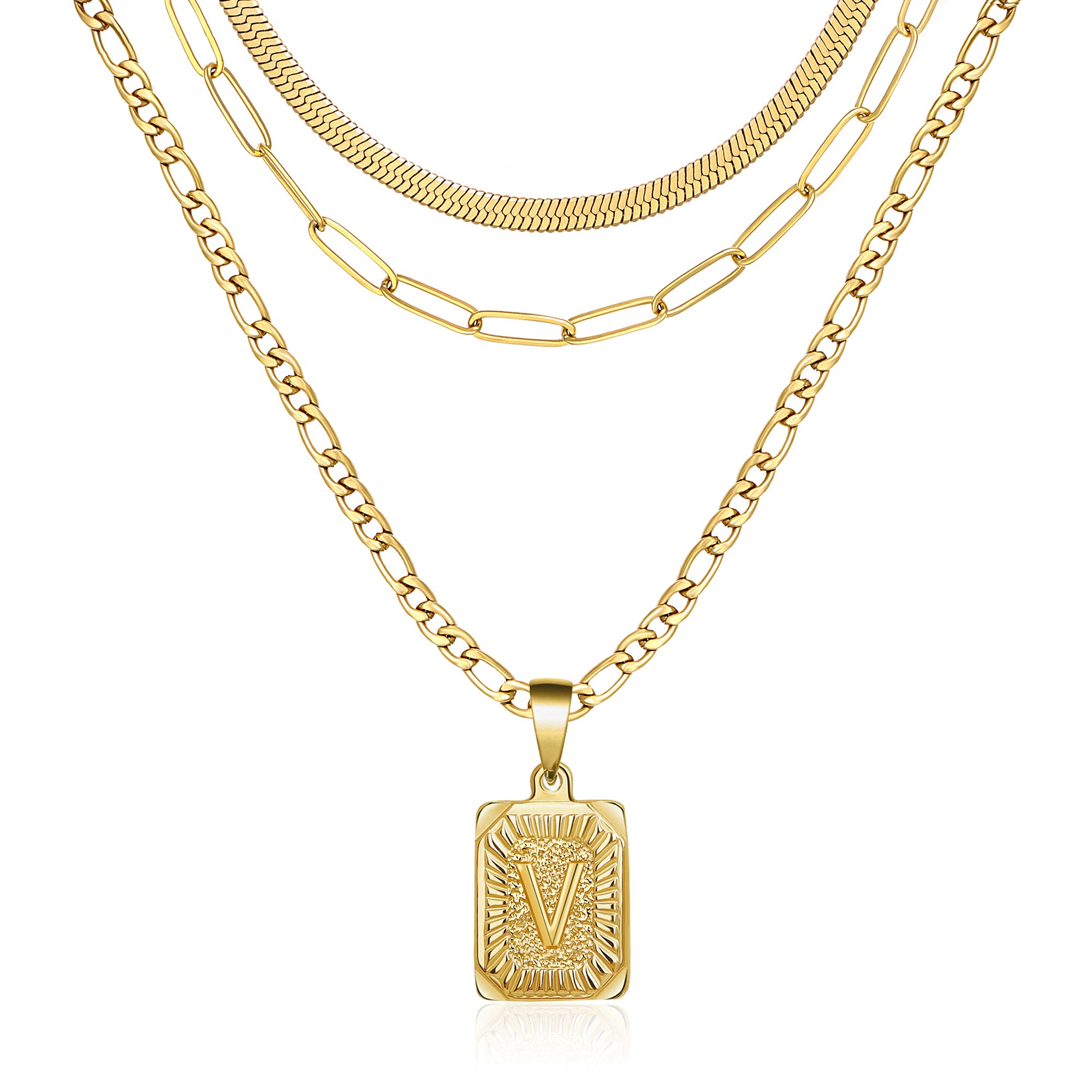 Memgift Preppy Necklace Dainty Trendy Paperclip Snake Choker Gold Filled Stainless Steel Figaro Chain Layered Necklaces Jewelry 