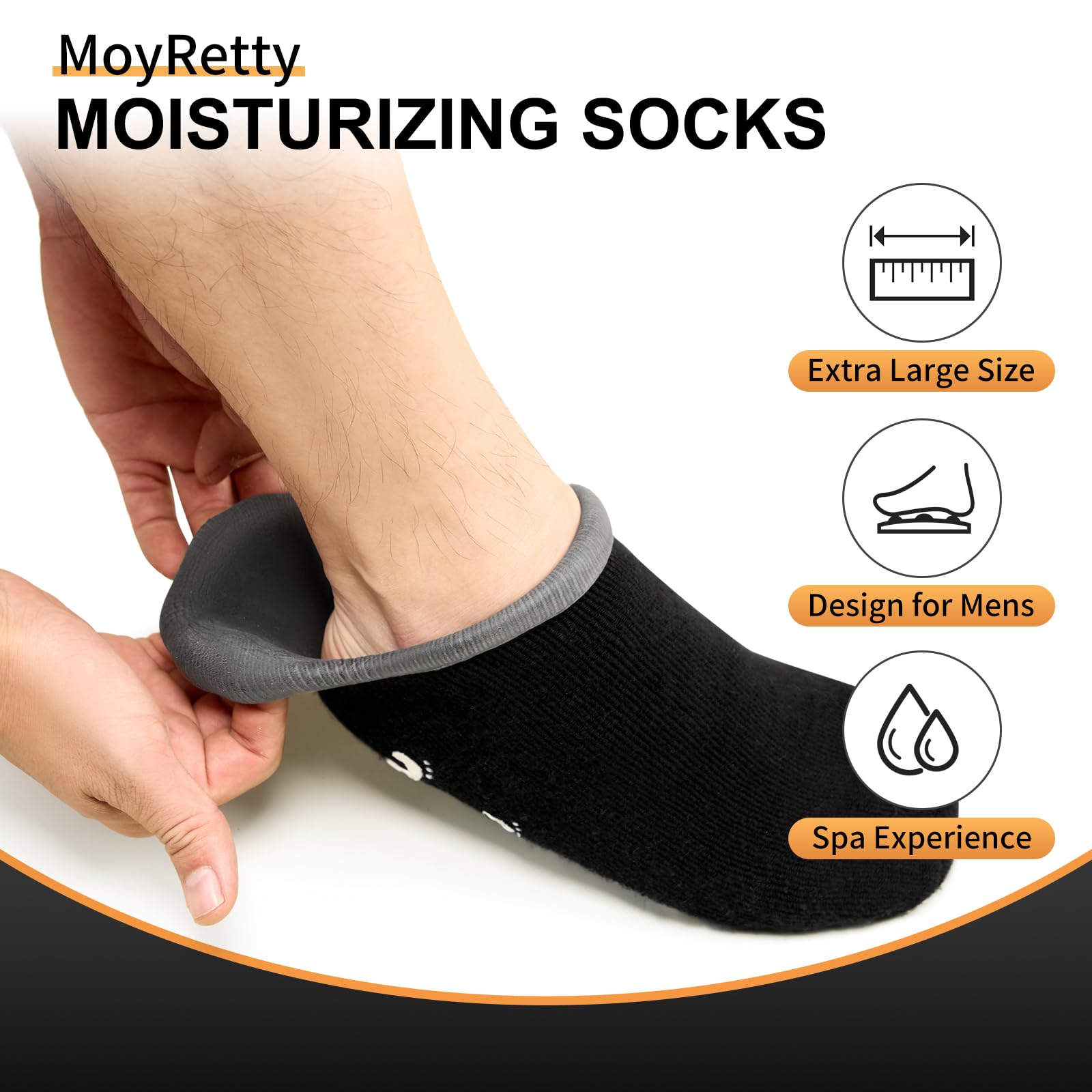 MoyRetty Moisturizing Silicone Socks for Men - Large Size, Ultimate Aloe-Infused Gel for Home Use - Say Goodbye to Dry Cracked F