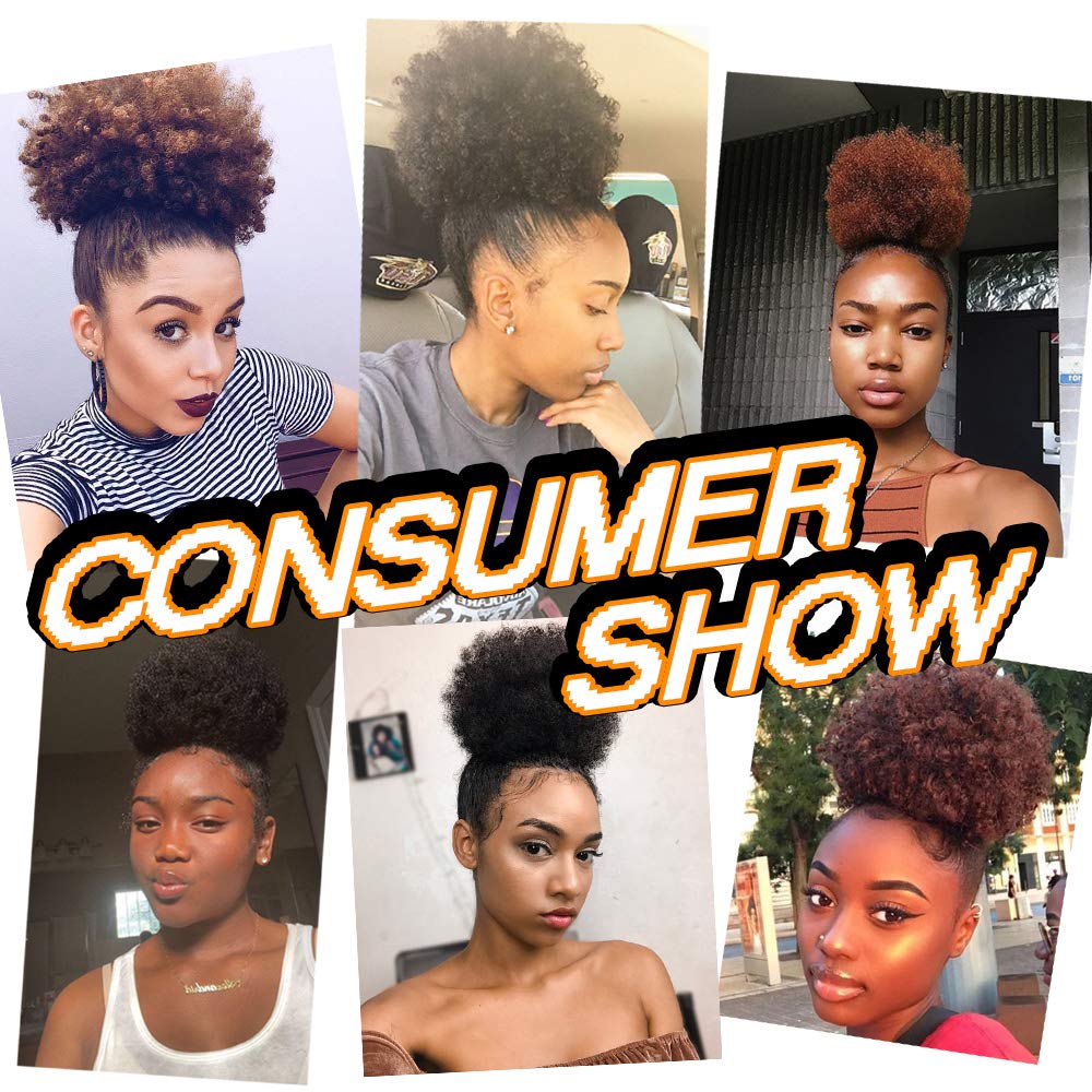 Yinmei Baibian Afro Puff Drawstring Ponytail Kinky Curly Bun Hair Synthetic Short Extensions Hairpieces Updo Hair For Black Wome