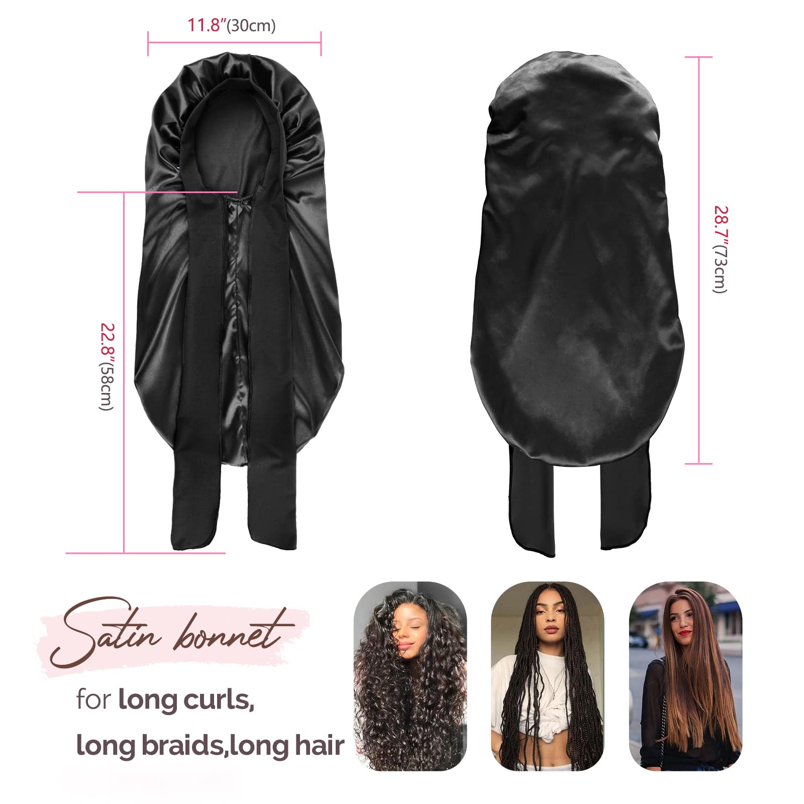 YANIBEST Silk Bonnet for Sleeping Women Braid Bonnet for Long Hair with Tie Band Satin Bonnet for Braids Hair Sleeping Cap Gifts